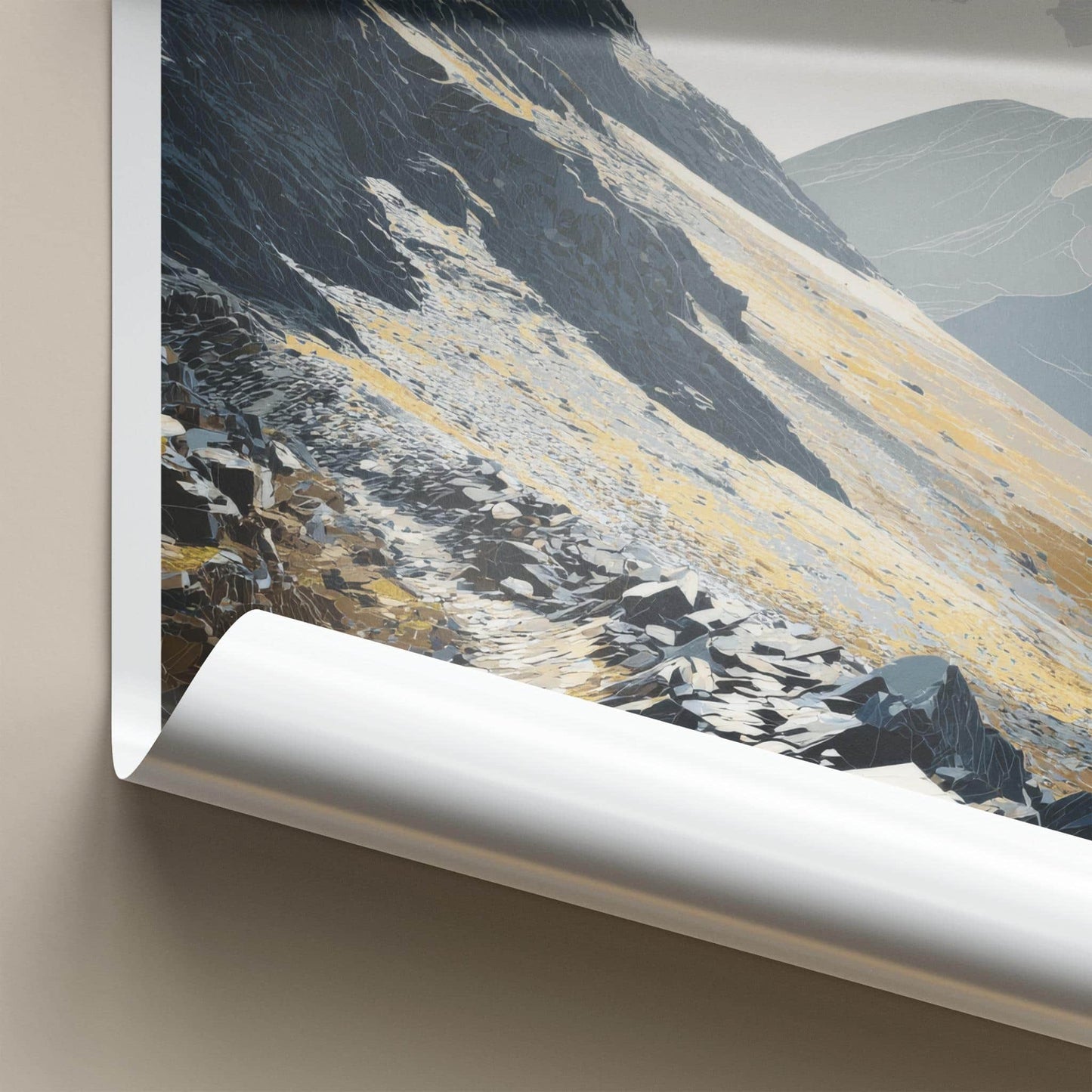 Pike Of Blisco Poster - England Travel Art - Golden Rocky Slopes Home Decor
