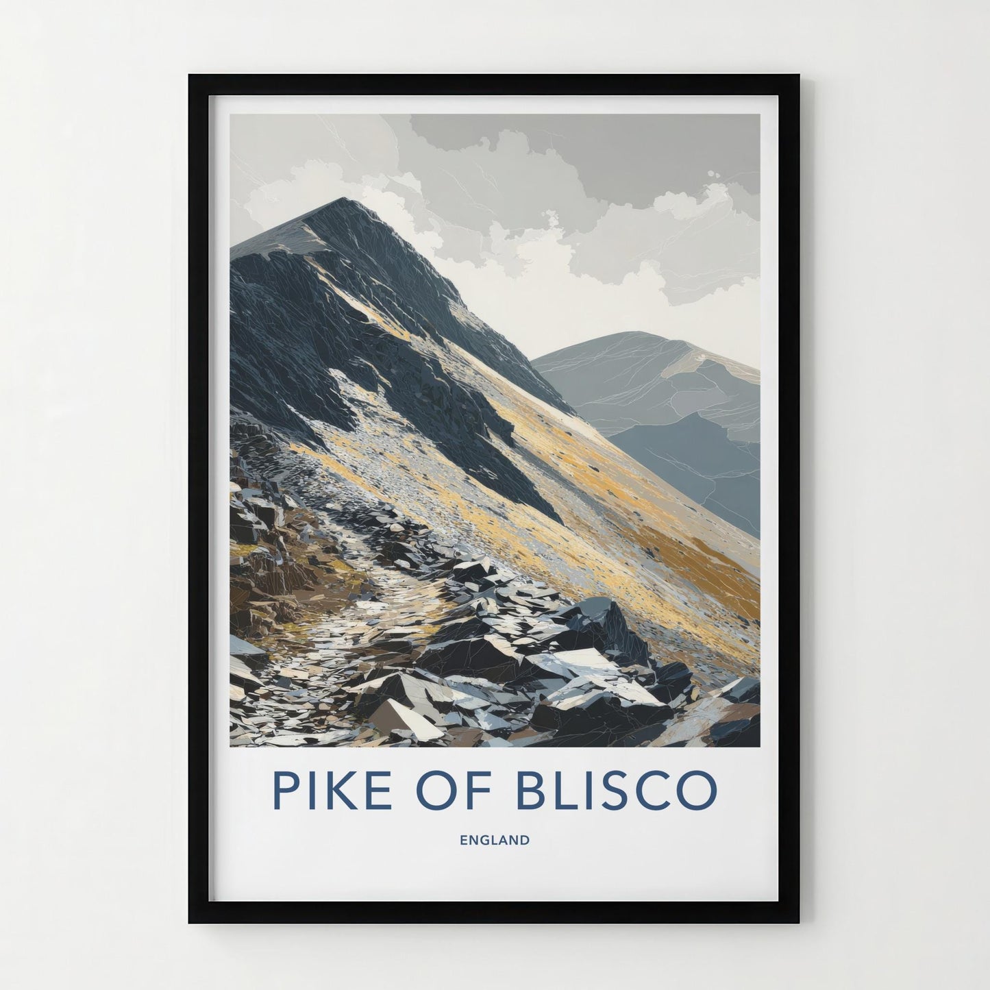 Pike Of Blisco Poster - England Travel Art - Golden Rocky Slopes Home Decor