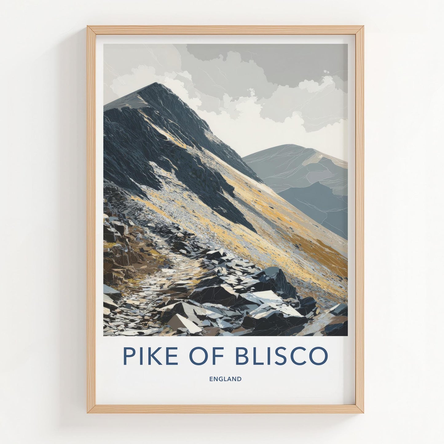 Pike Of Blisco Poster - England Travel Art - Golden Rocky Slopes Home Decor