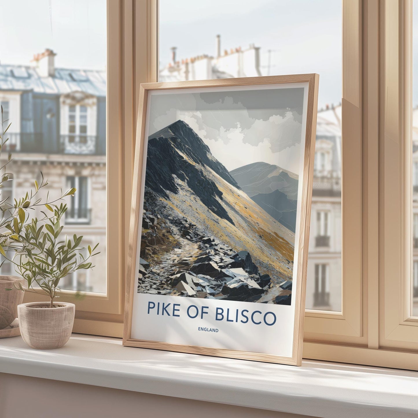 Pike Of Blisco Poster - England Travel Art - Golden Rocky Slopes Home Decor