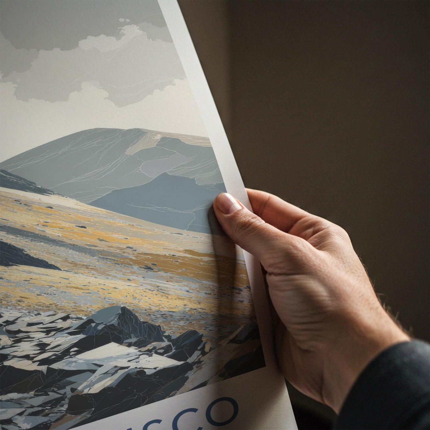 Pike Of Blisco Poster - England Travel Art - Golden Rocky Slopes Home Decor