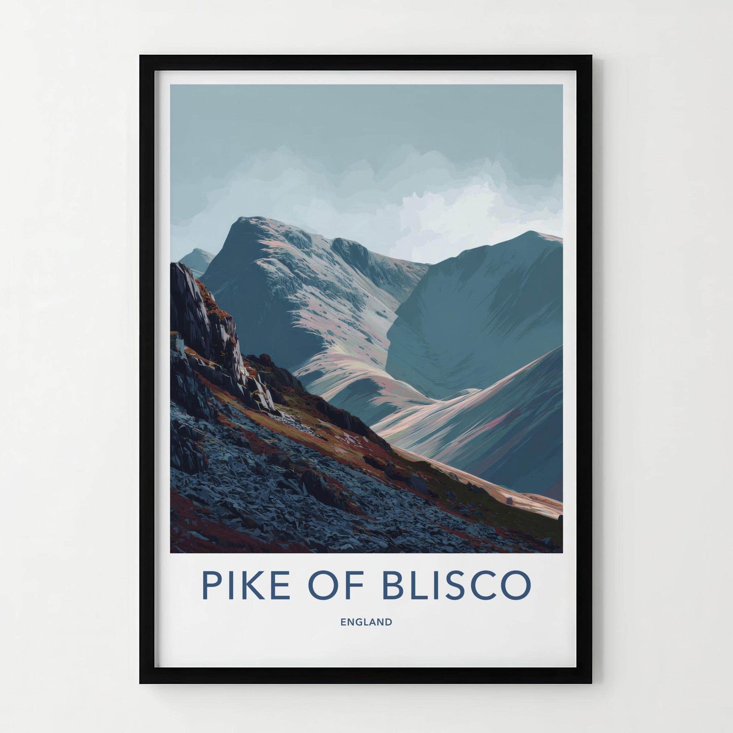 Pike Of Blisco Poster - England Travel Art - Rugged Mountain Valley Wall Decor