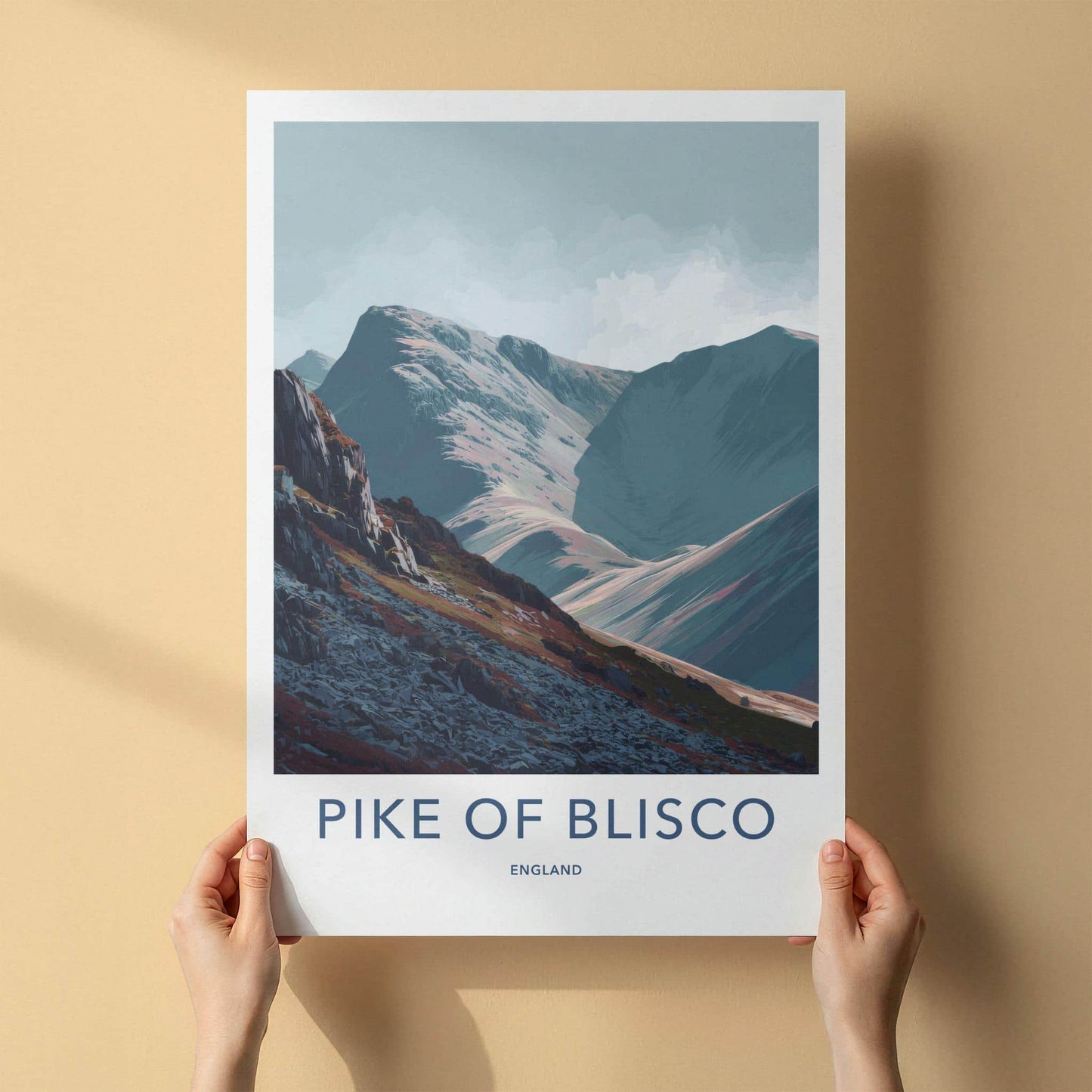 Pike Of Blisco Poster - England Travel Art - Rugged Mountain Valley Wall Decor