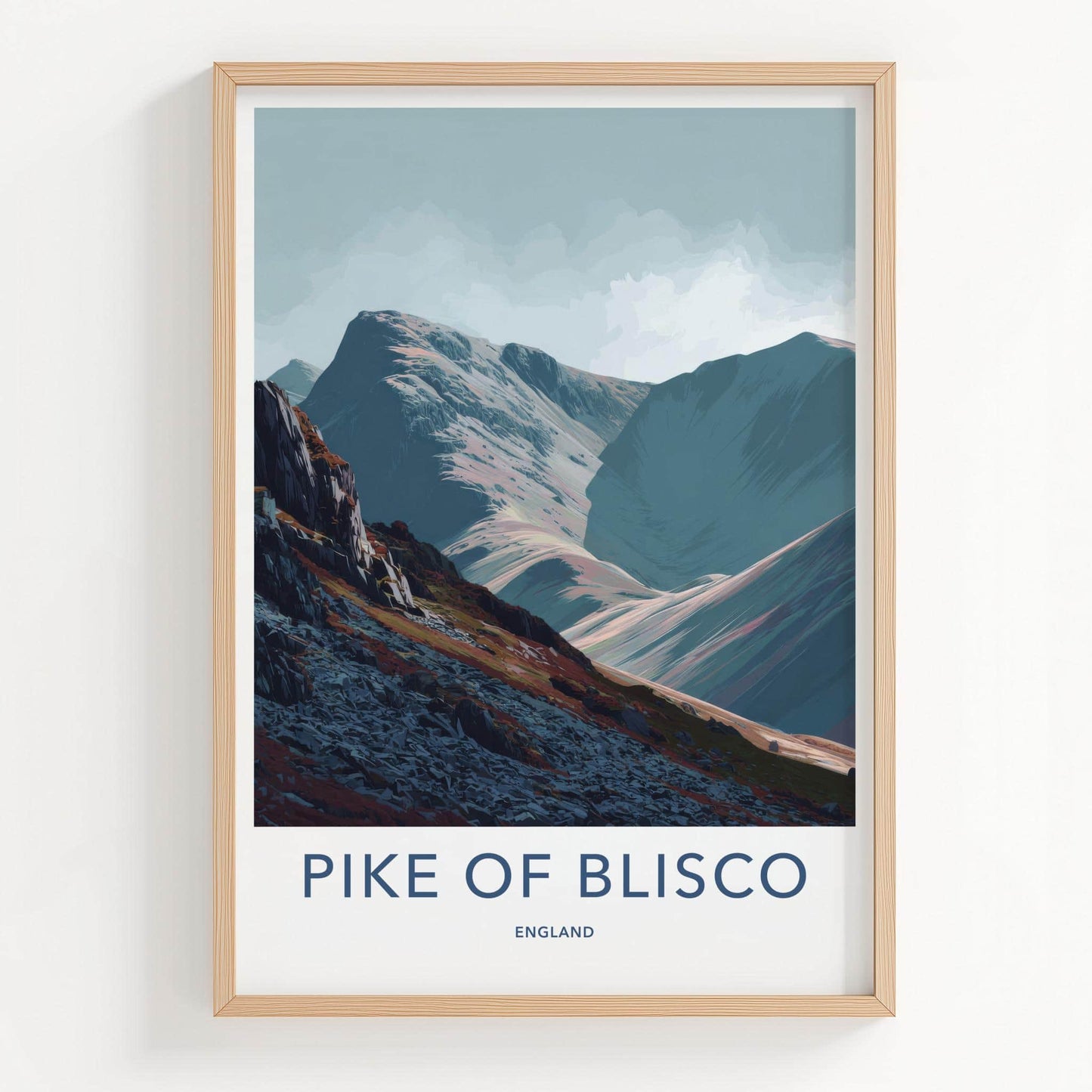 Pike Of Blisco Poster - England Travel Art - Rugged Mountain Valley Wall Decor