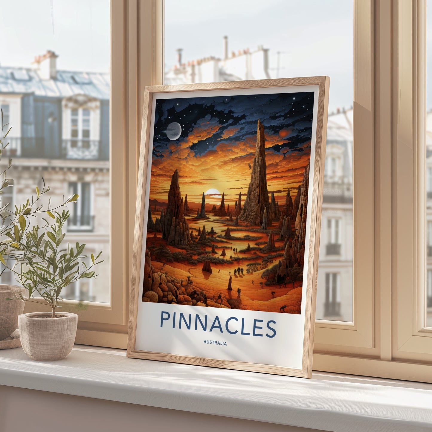 Pinnacles Poster - Australia Travel Art - Orange Desert Landscape Home Decor