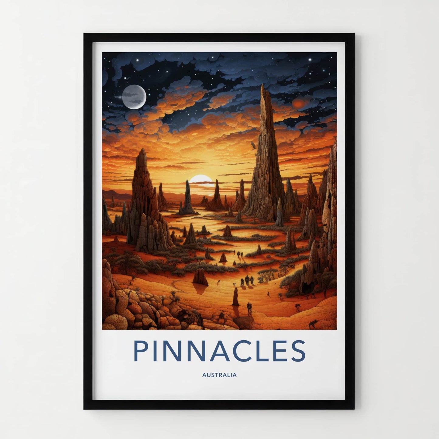 Pinnacles Poster - Australia Travel Art - Orange Desert Landscape Home Decor