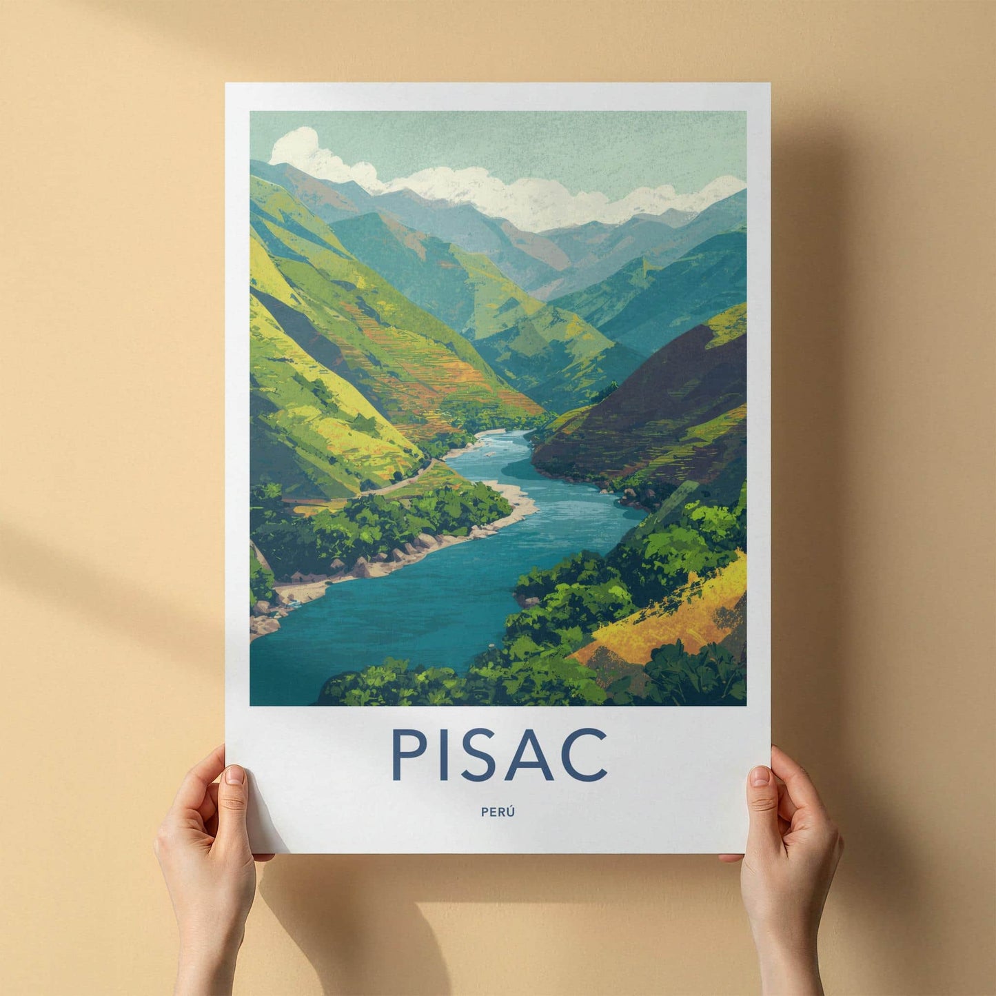 Pisac Poster - Peru Framed Print - Andean Valley River Framed Decor
