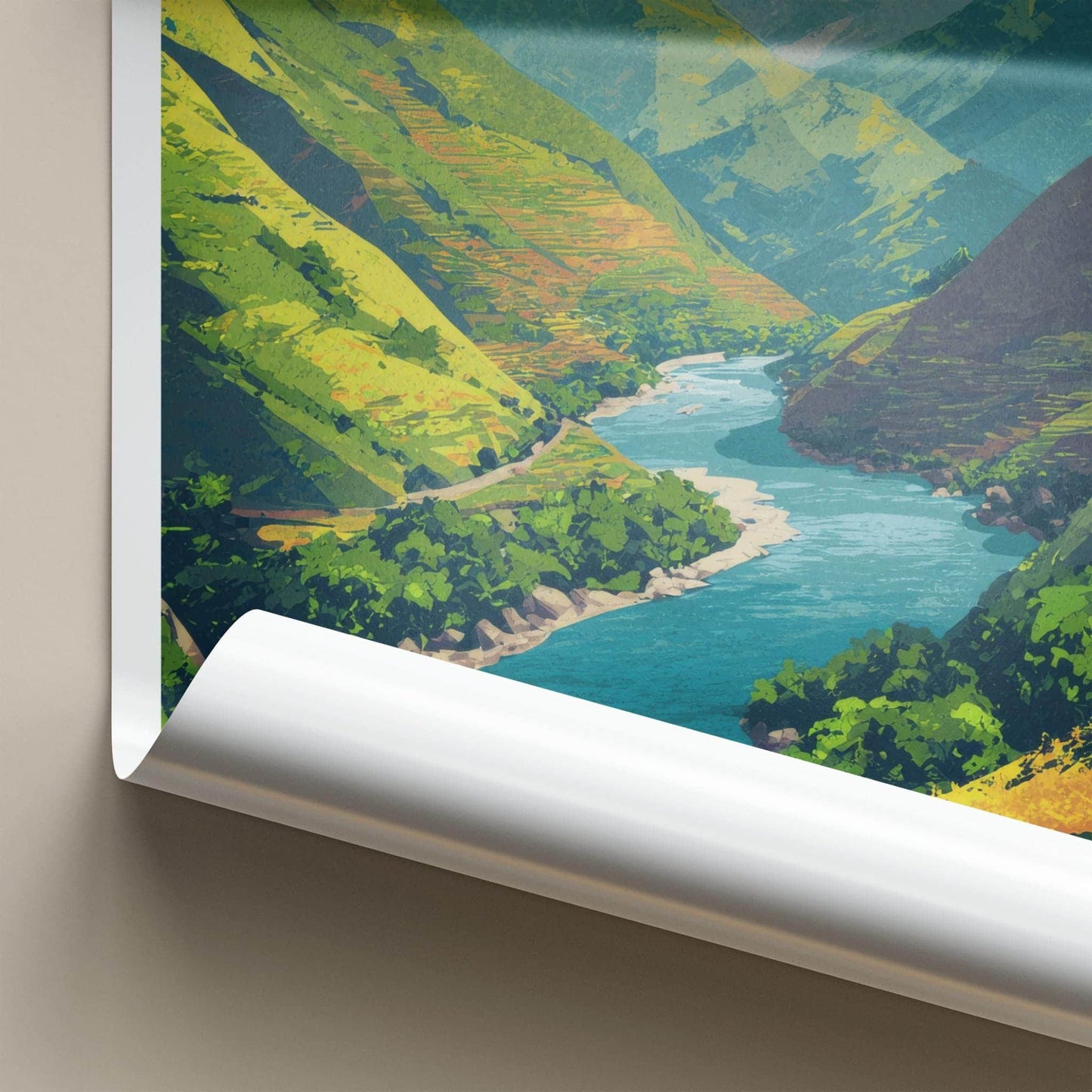 Pisac Poster - Peru Framed Print - Andean Valley River Framed Decor