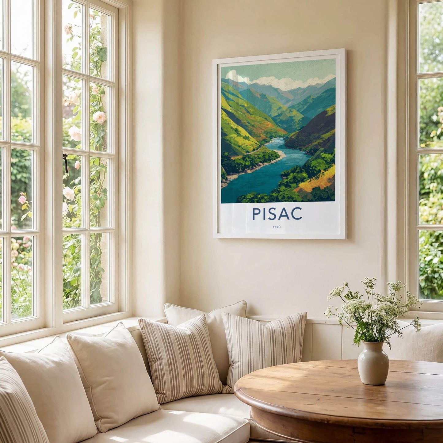 Pisac Poster - Peru Framed Print - Andean Valley River Framed Decor