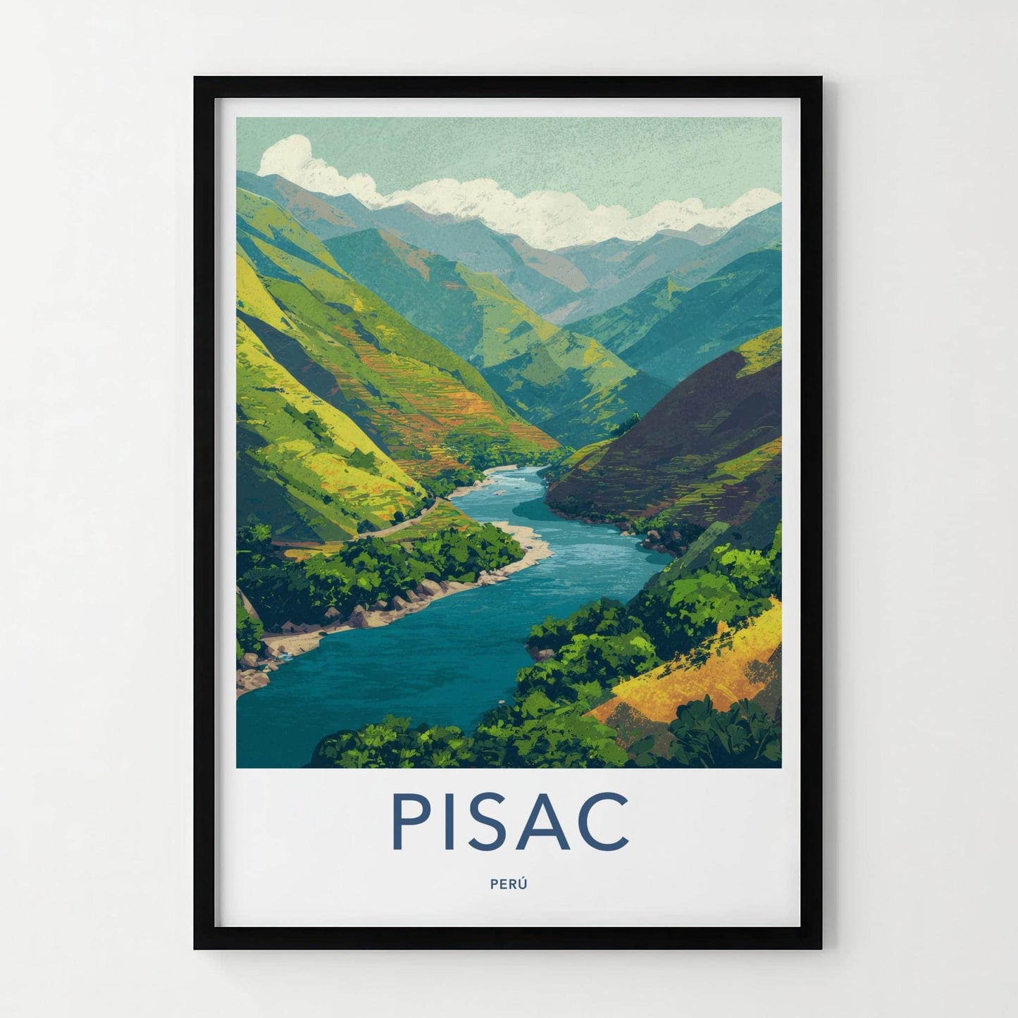 Pisac Poster - Peru Framed Print - Andean Valley River Framed Decor