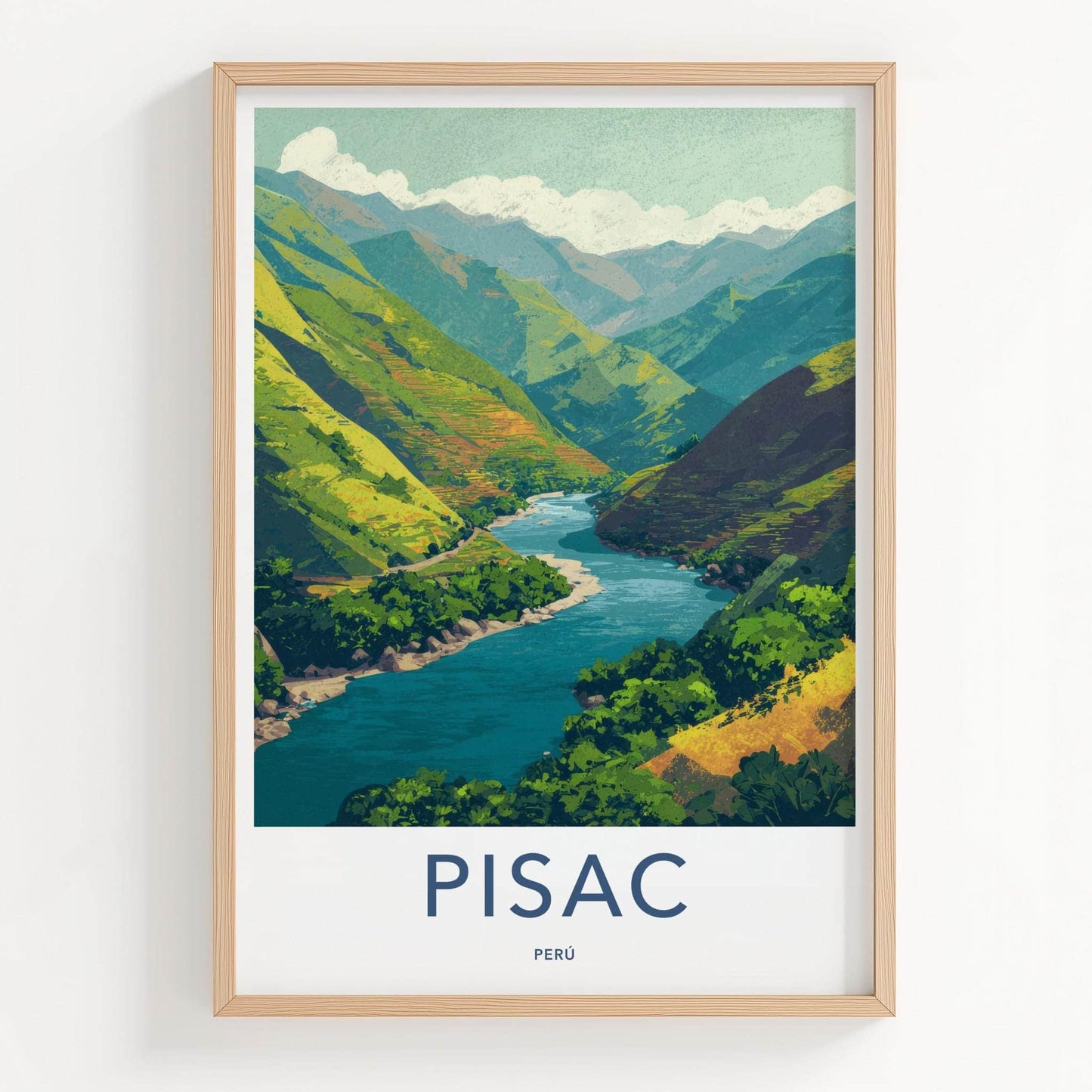 Pisac Poster - Peru Framed Print - Andean Valley River Framed Decor