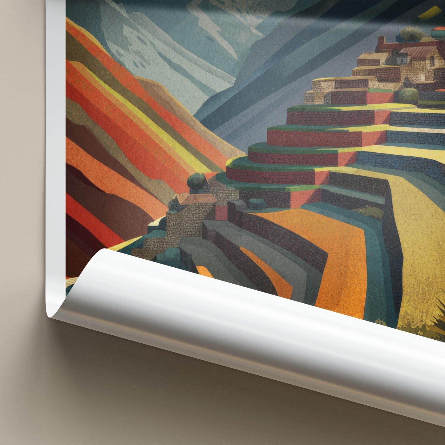 Pisac Poster - Peru Travel Art - Mountain Inca Terraces Home Decor