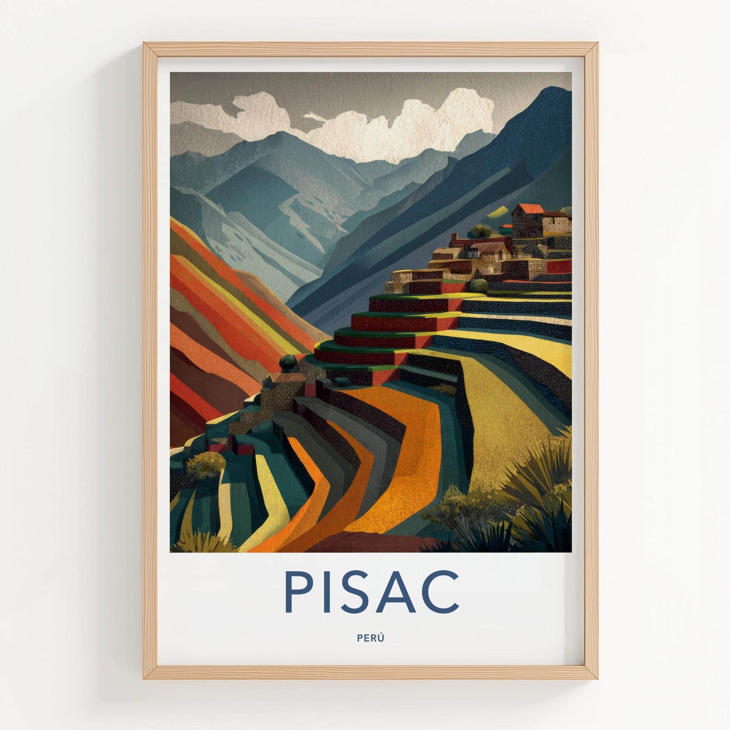 Pisac Poster - Peru Travel Art - Mountain Inca Terraces Home Decor