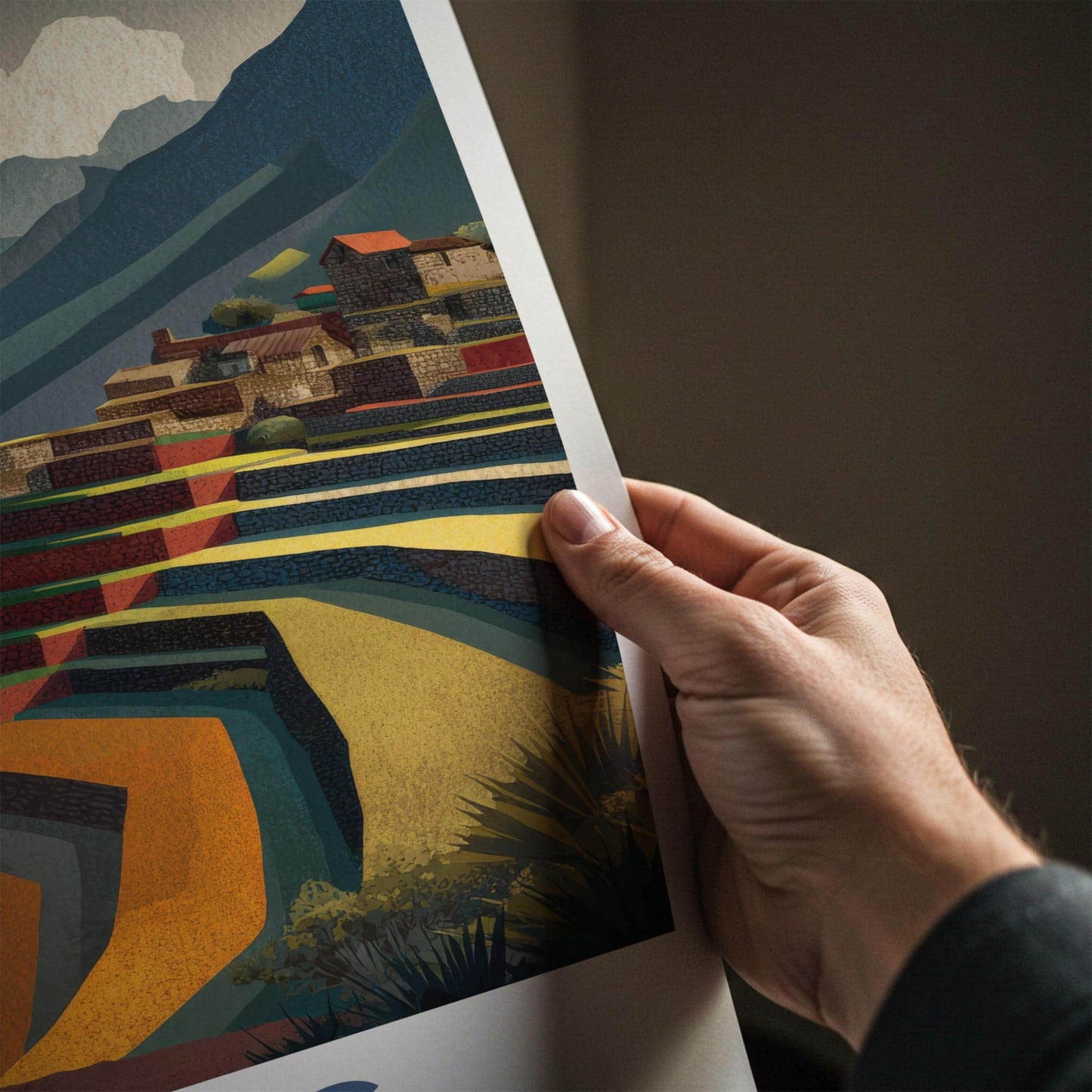 Pisac Poster - Peru Travel Art - Mountain Inca Terraces Home Decor