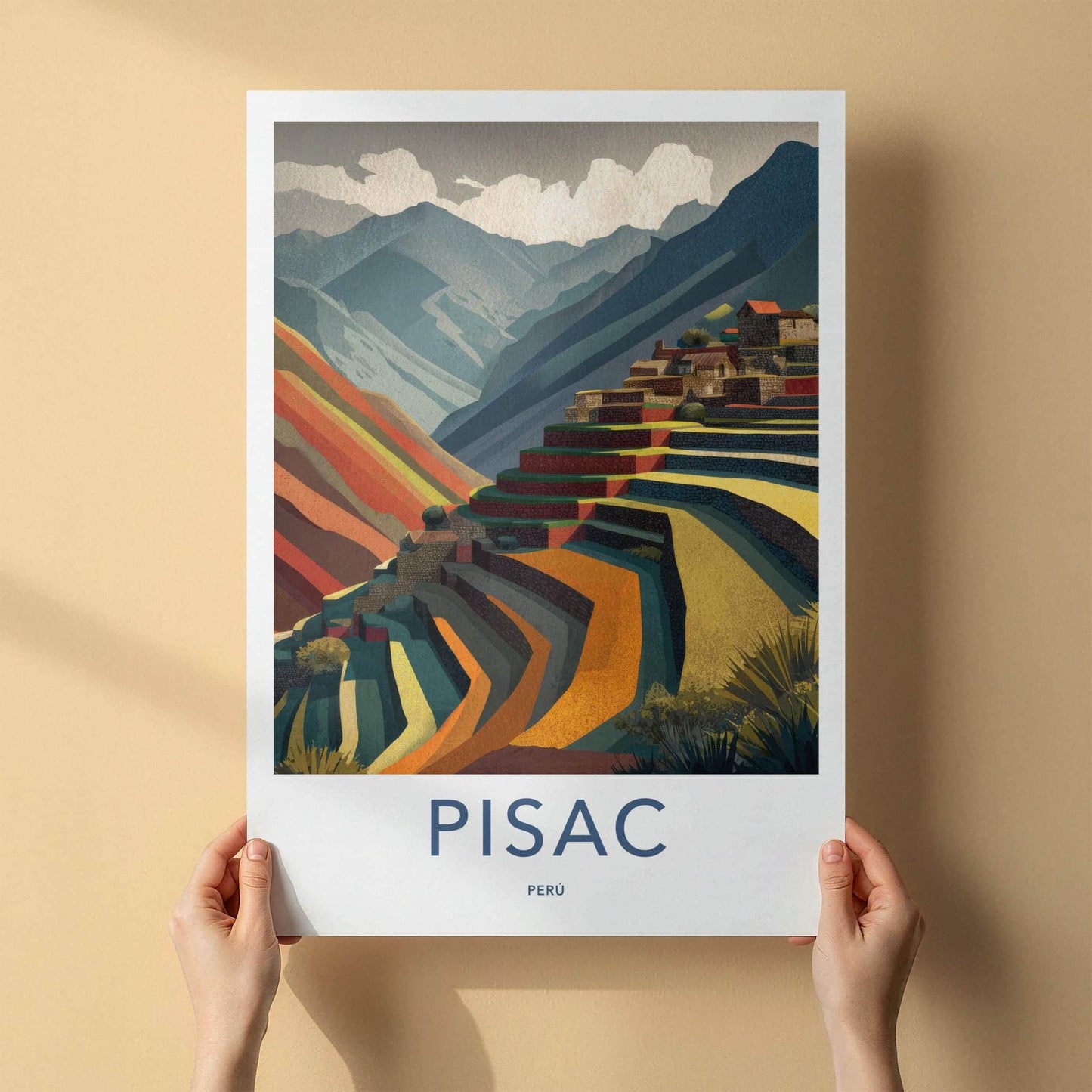Pisac Poster - Peru Travel Art - Mountain Inca Terraces Home Decor