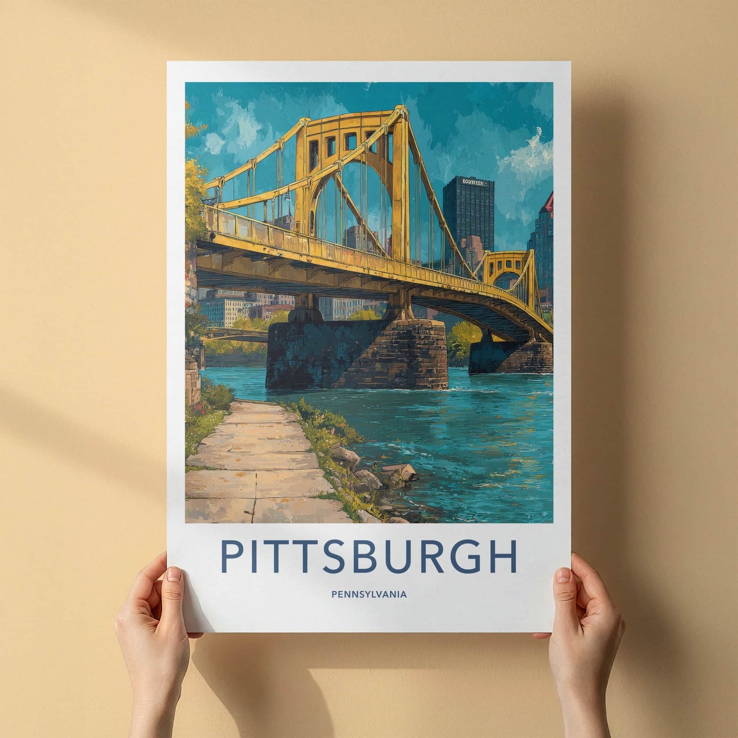Pittsburgh Poster - Pennsylvania Travel Art - Vibrant River City Home Decor
