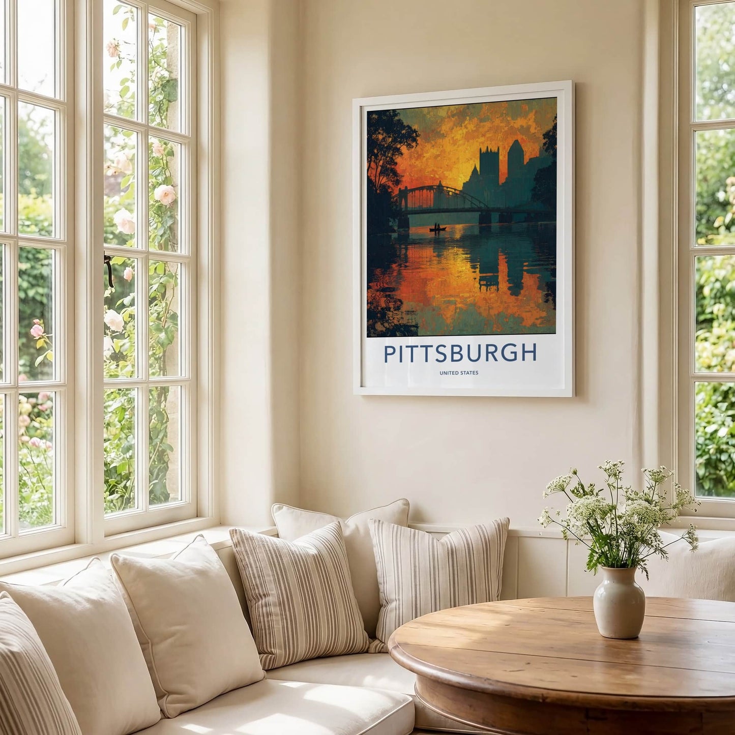 Pittsburgh Poster - Pennsylvania Travel Print - River City Sunset Home Decor