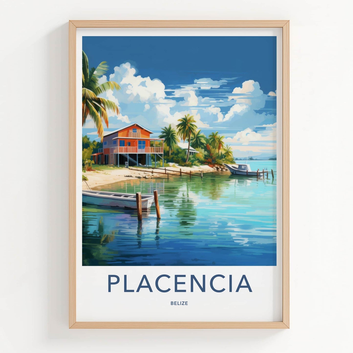 Placencia Poster - Belize Travel Art - Tropical Beach House Home Decor
