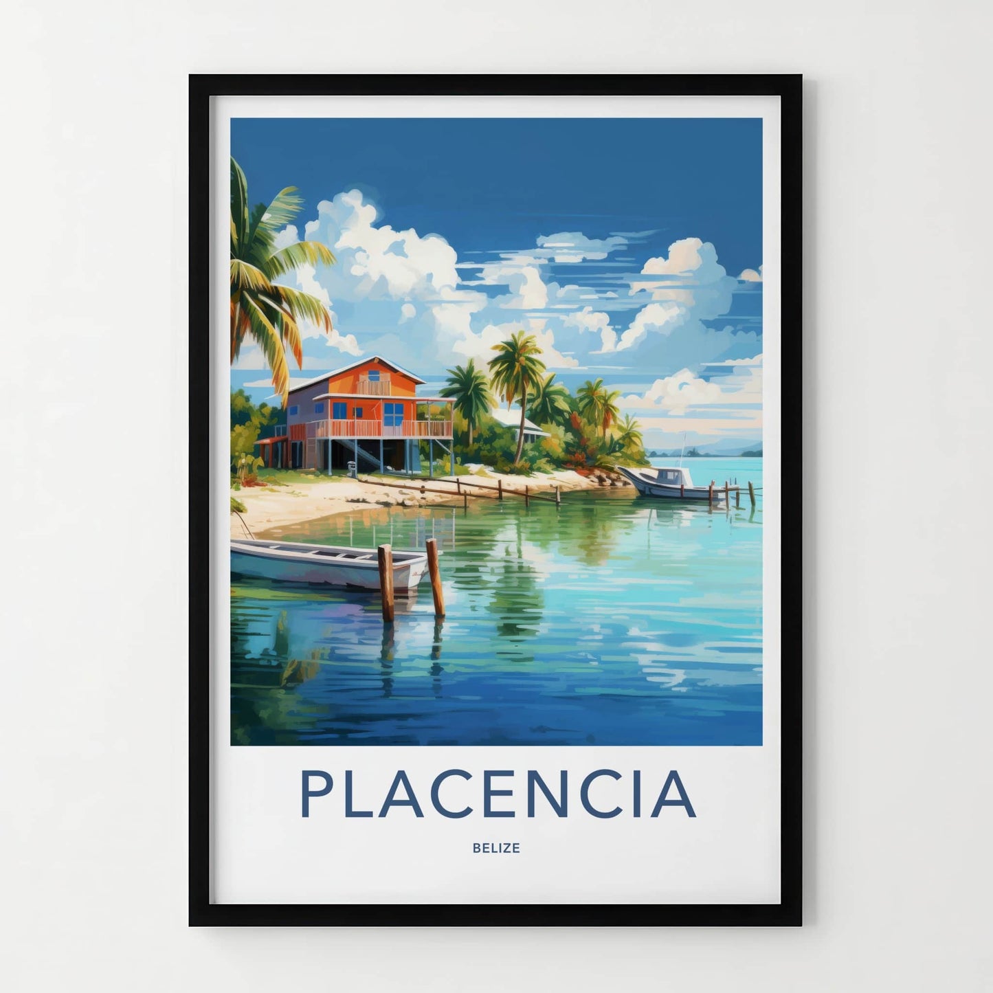 Placencia Poster - Belize Travel Art - Tropical Beach House Home Decor