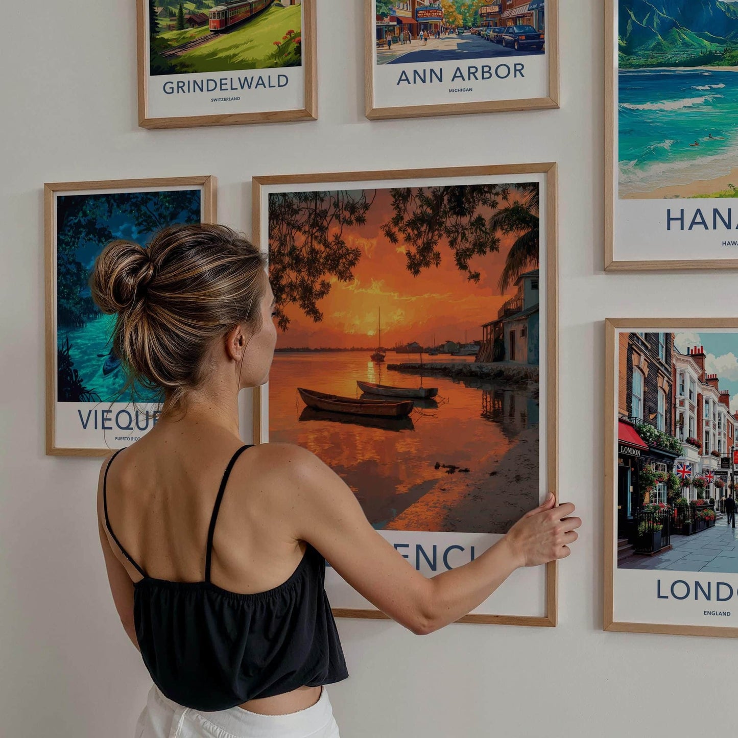 Placencia Poster - Belize Travel Art - Vibrant Sunset Reflections Home Decor
