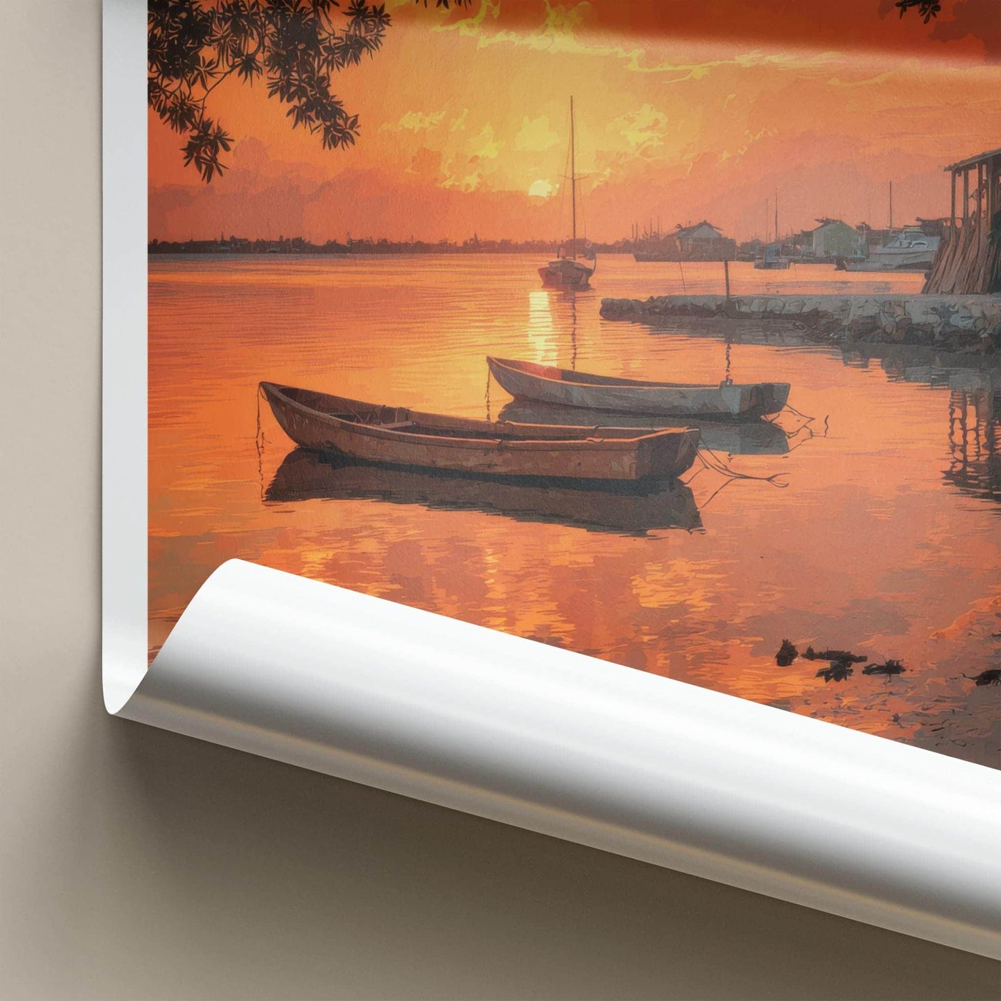 Placencia Poster - Belize Travel Art - Vibrant Sunset Reflections Home Decor