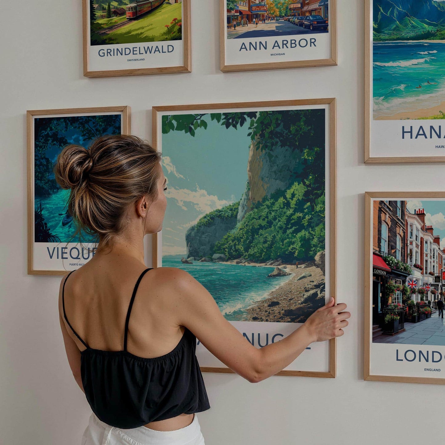 Plaza Nugal Poster - Croatia Travel Art - Lush Cliffside Beach Home Decor