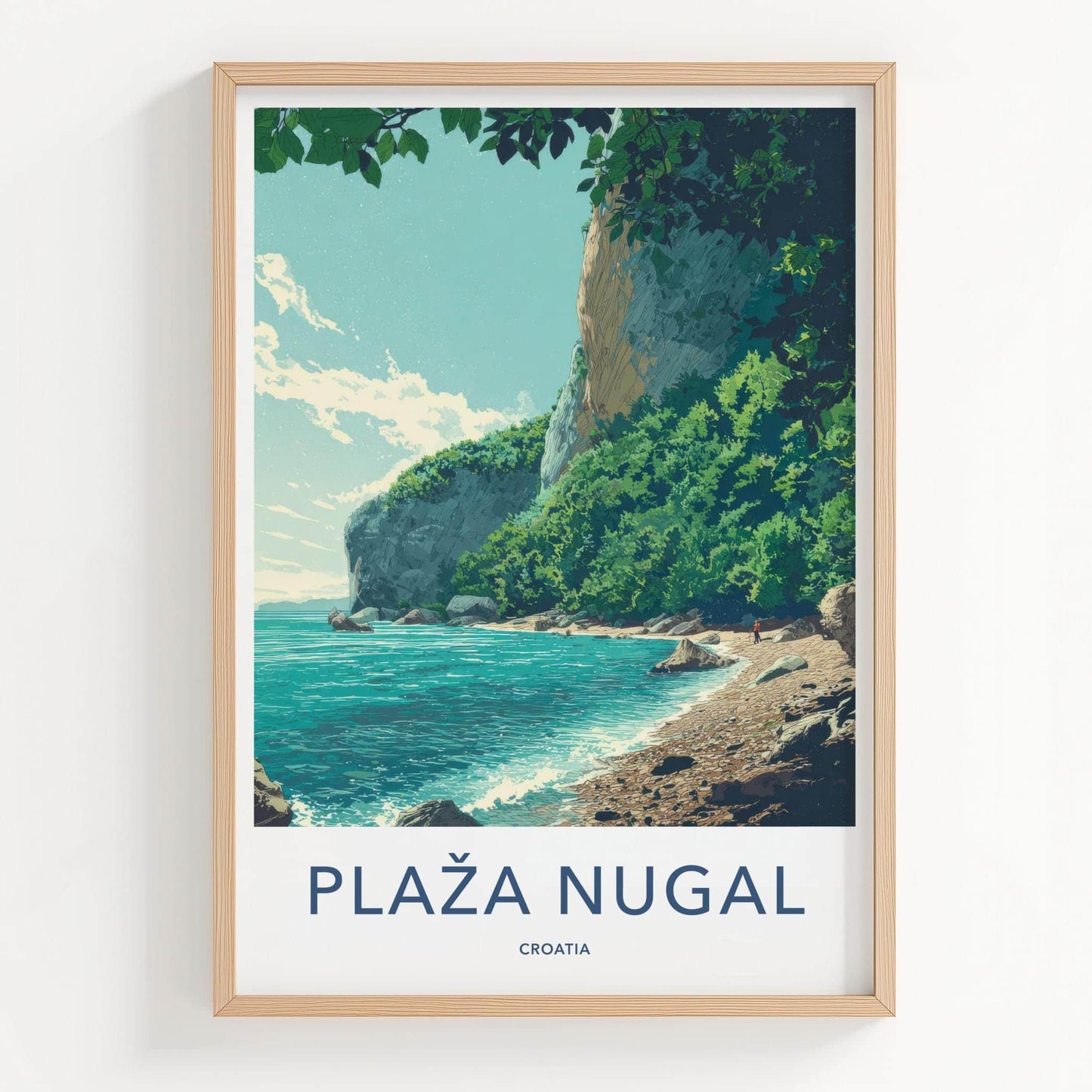 Plaza Nugal Poster - Croatia Travel Art - Lush Cliffside Beach Home Decor