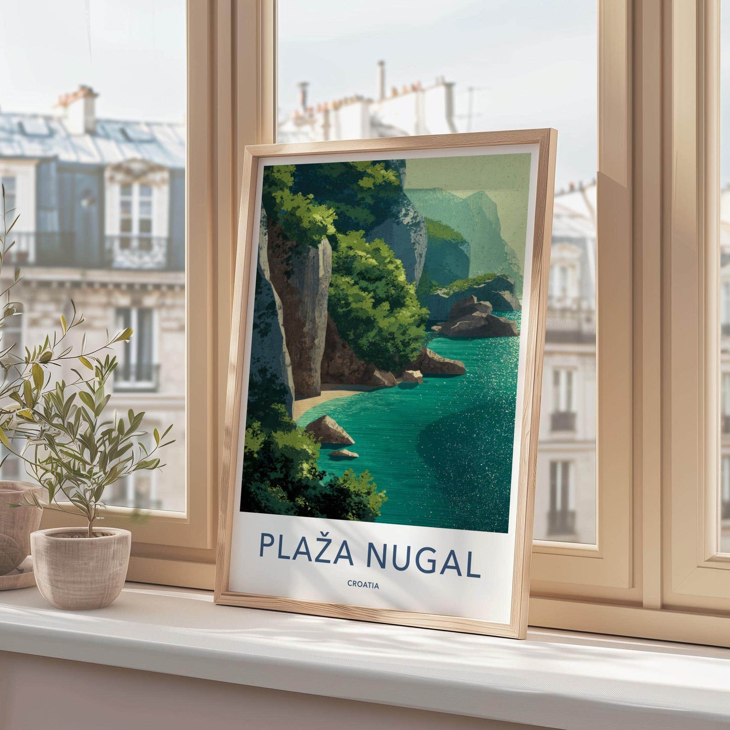 Plaza Nugal Poster - Croatia Travel Art - Secluded Beach Cove Home Decor