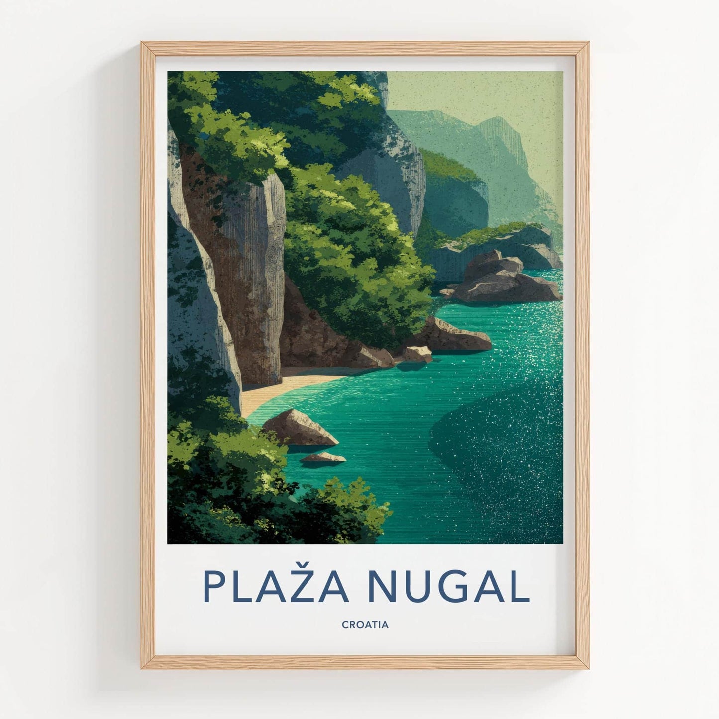Plaza Nugal Poster - Croatia Travel Art - Secluded Beach Cove Home Decor