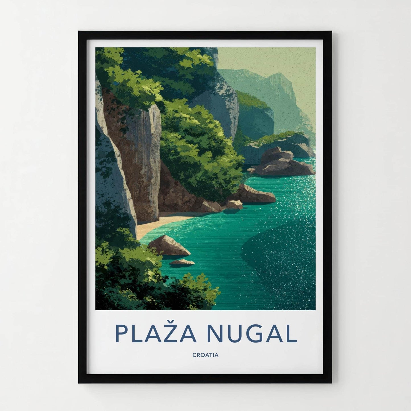 Plaza Nugal Poster - Croatia Travel Art - Secluded Beach Cove Home Decor