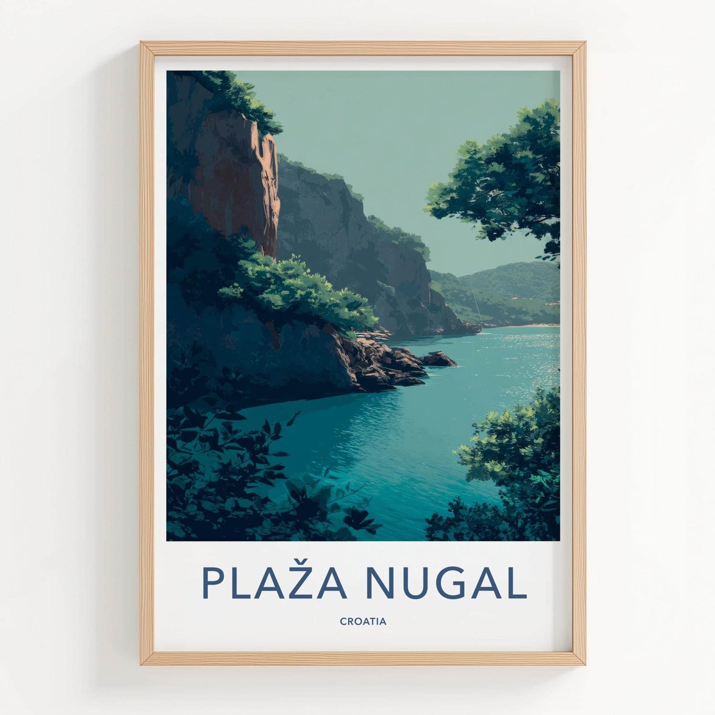 Plaza Nugal Poster - Croatia Wall Art - Turquoise Sea Cliffs Home Decor