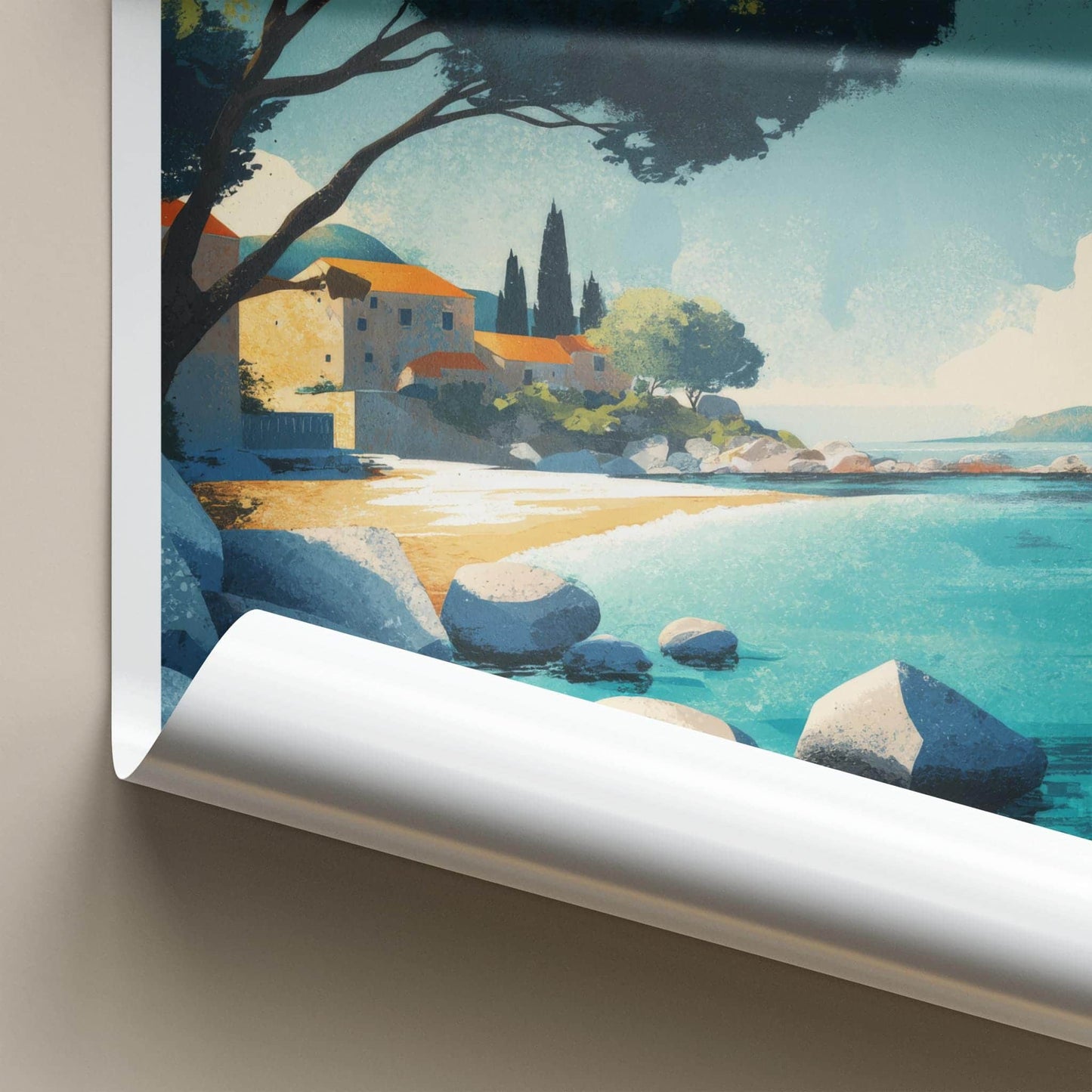 Plaza Srebrna Poster - Croatia Travel Art - Rocky Beach View Home Decor