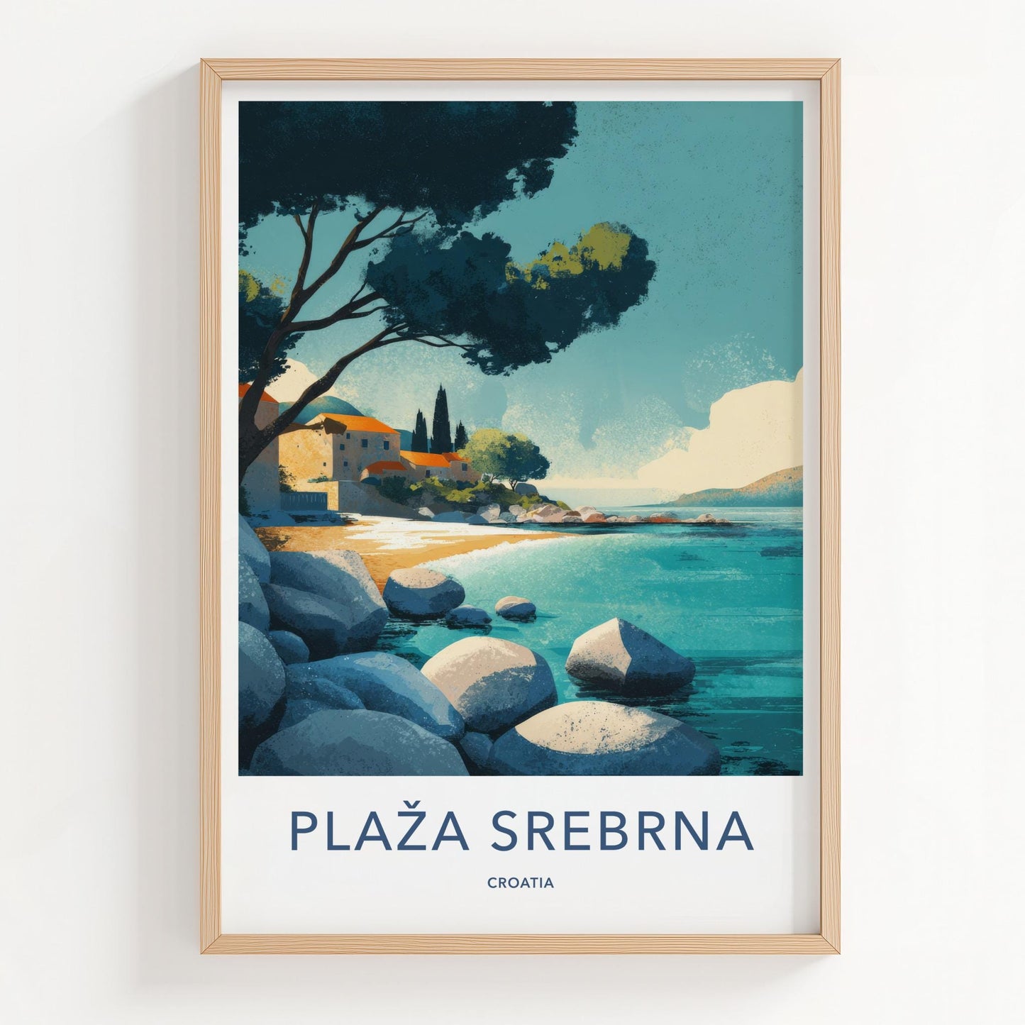 Plaza Srebrna Poster - Croatia Travel Art - Rocky Beach View Home Decor