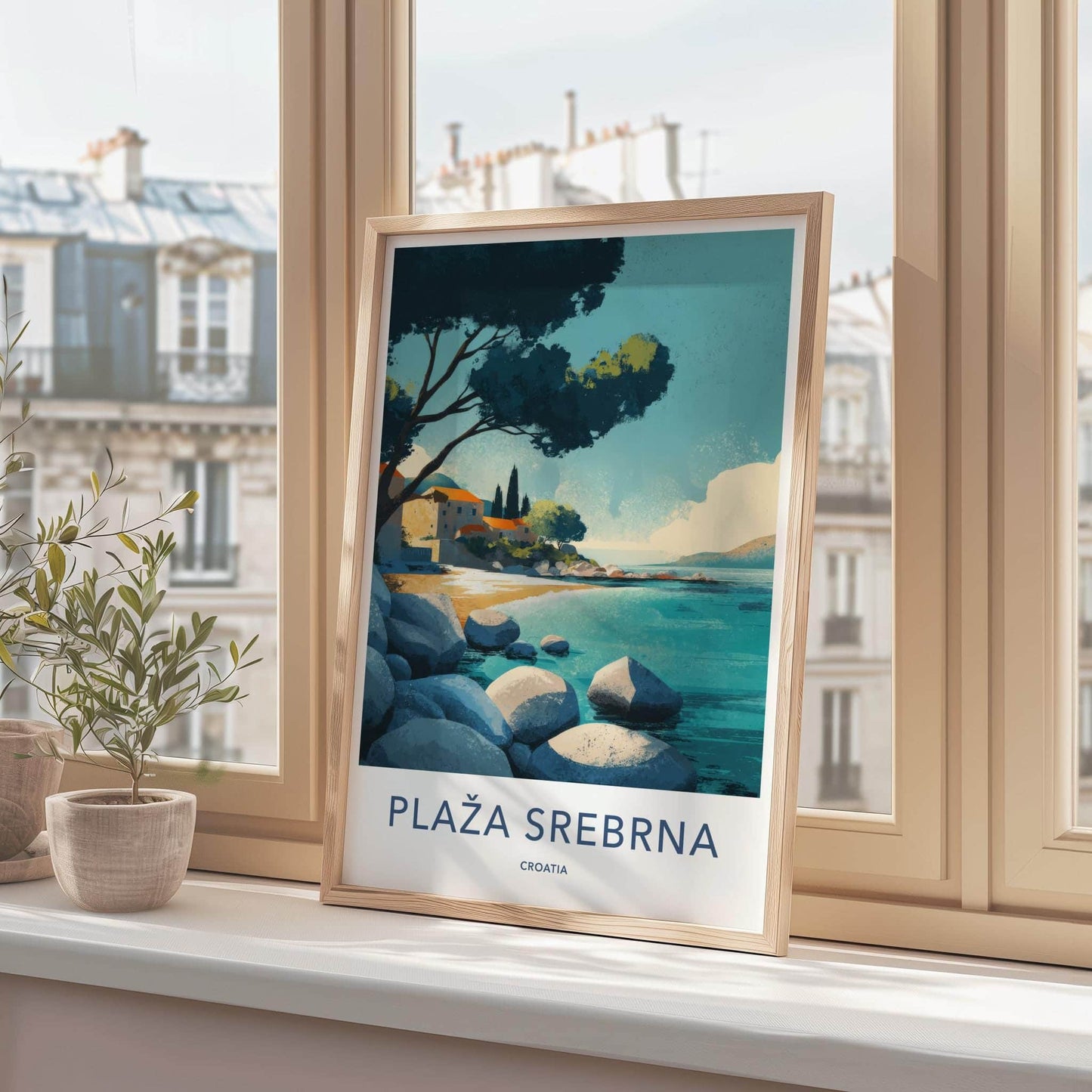 Plaza Srebrna Poster - Croatia Travel Art - Rocky Beach View Home Decor