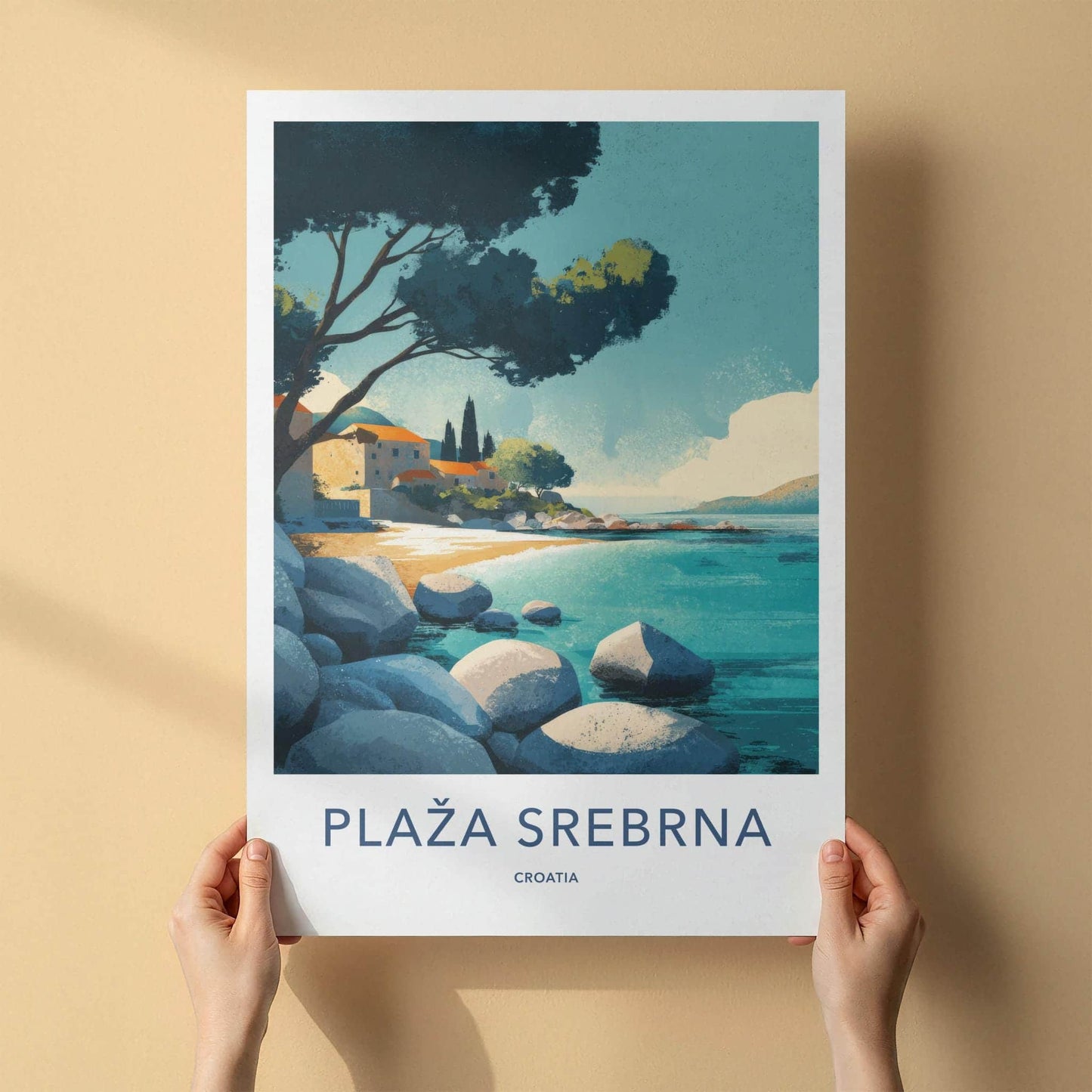 Plaza Srebrna Poster - Croatia Travel Art - Rocky Beach View Home Decor
