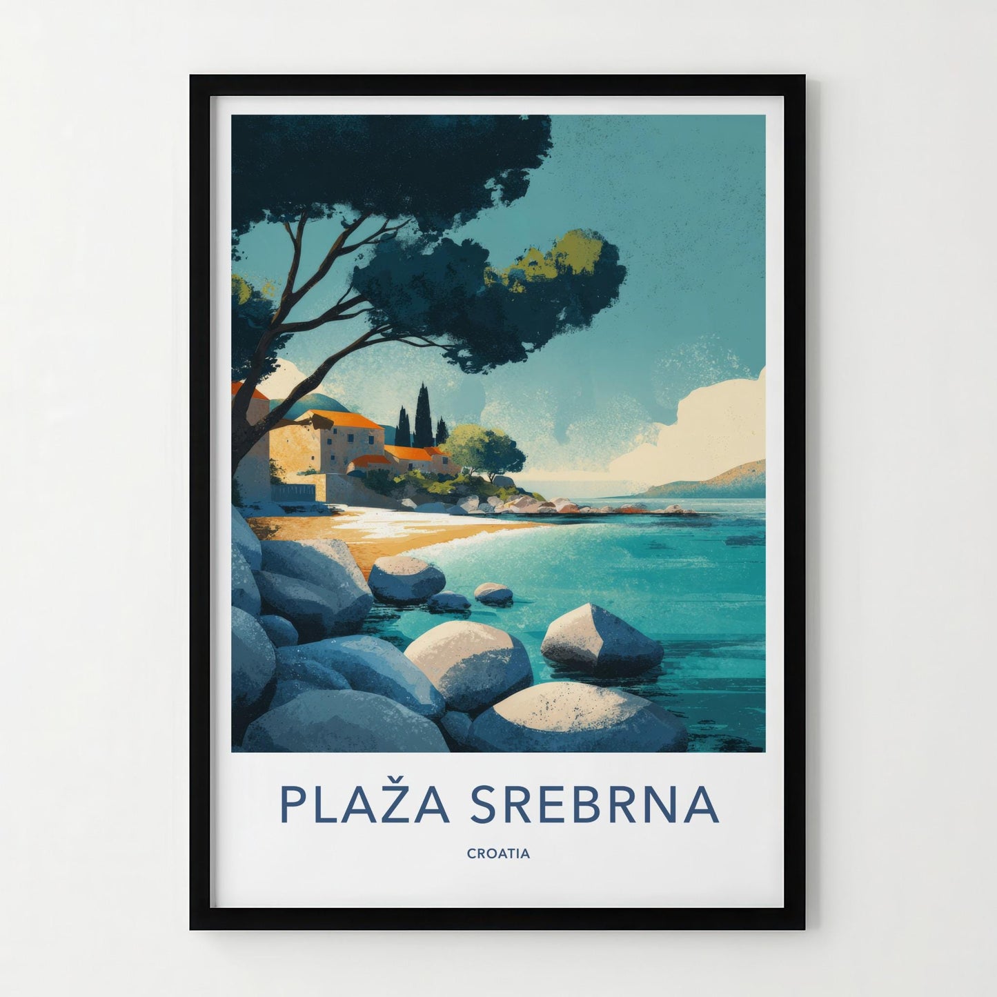 Plaza Srebrna Poster - Croatia Travel Art - Rocky Beach View Home Decor