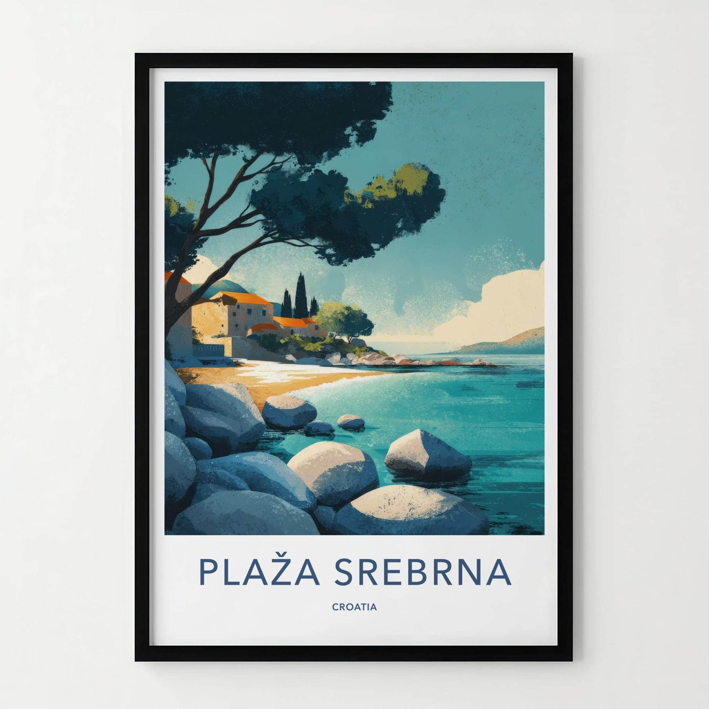 Plaza Srebrna Poster - Croatia Travel Art - Rocky Beach View Home Decor