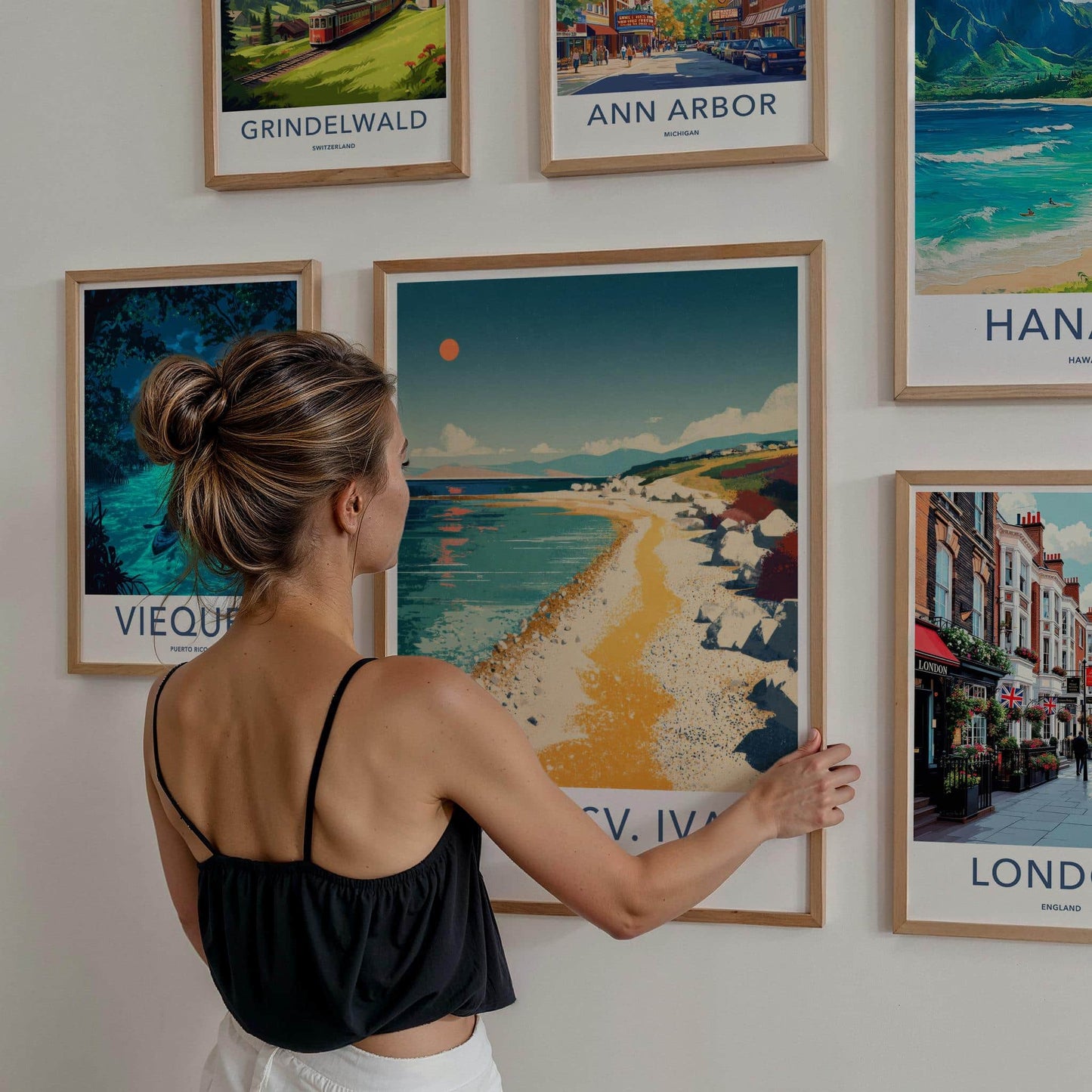 PLAZA SV. IVAN Poster - Croatia Travel Art - Vibrant Coastal Beach Home Decor