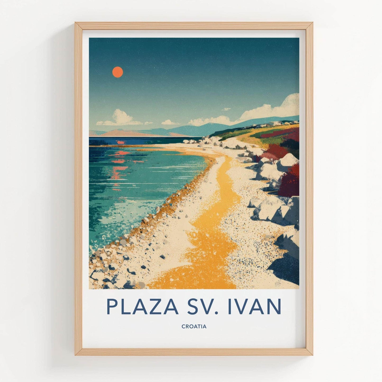 PLAZA SV. IVAN Poster - Croatia Travel Art - Vibrant Coastal Beach Home Decor