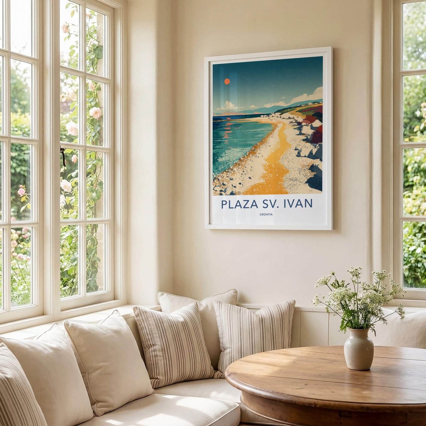 PLAZA SV. IVAN Poster - Croatia Travel Art - Vibrant Coastal Beach Home Decor