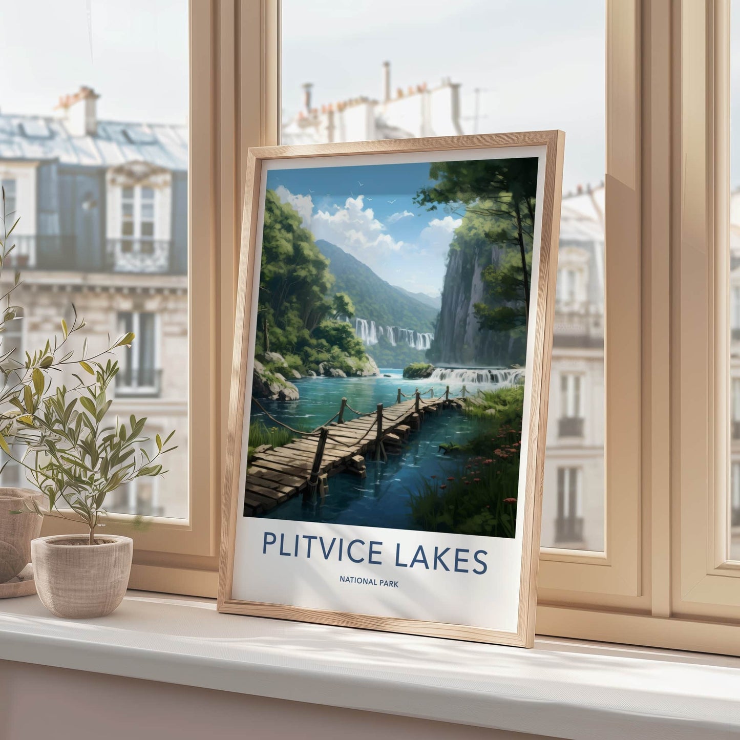 Plitvice Lakes National Park Poster - Croatia Wall Art - Lakeside Wooden Path Gift