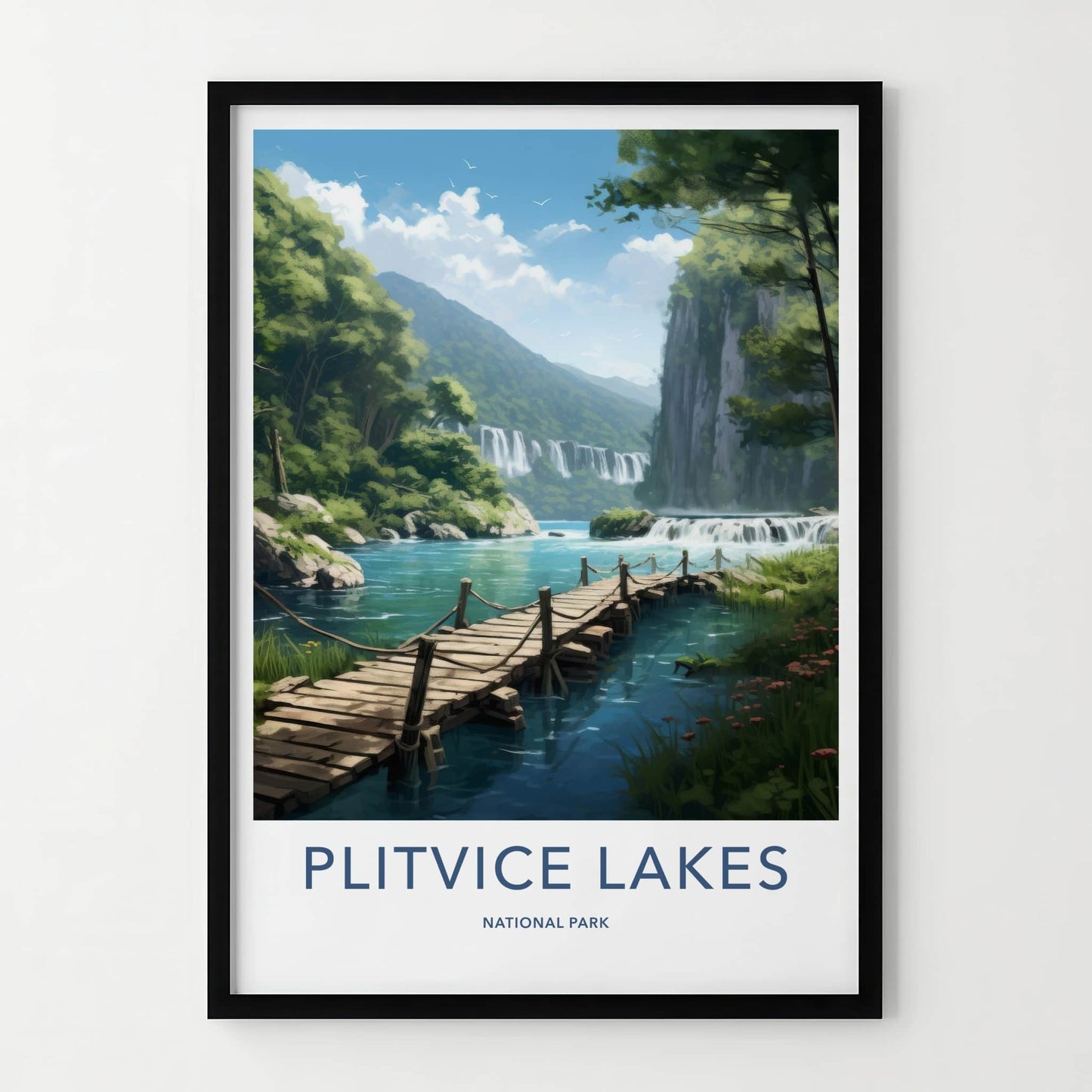 Plitvice Lakes National Park Poster - Croatia Wall Art - Lakeside Wooden Path Gift