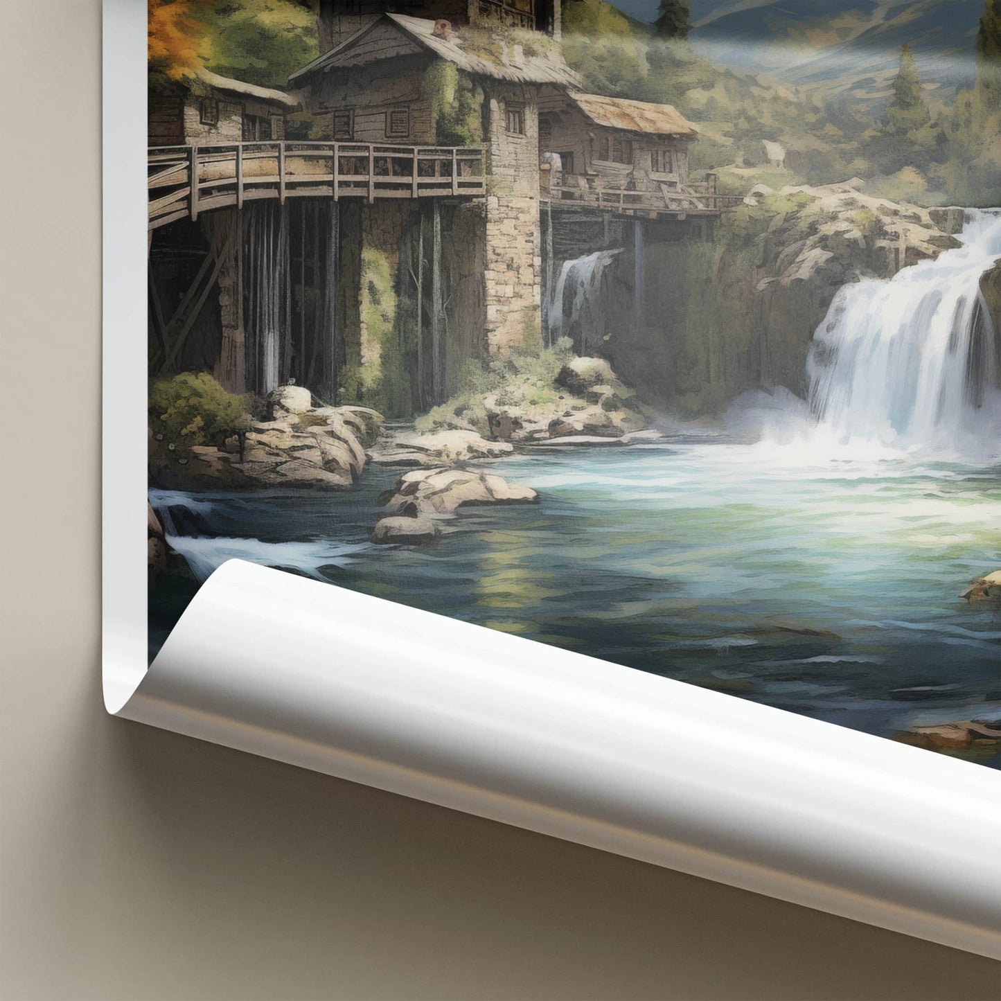 Pliva Falls Poster - Bosnia Herzegovina Travel Art - Historic Water Mills Home Decor