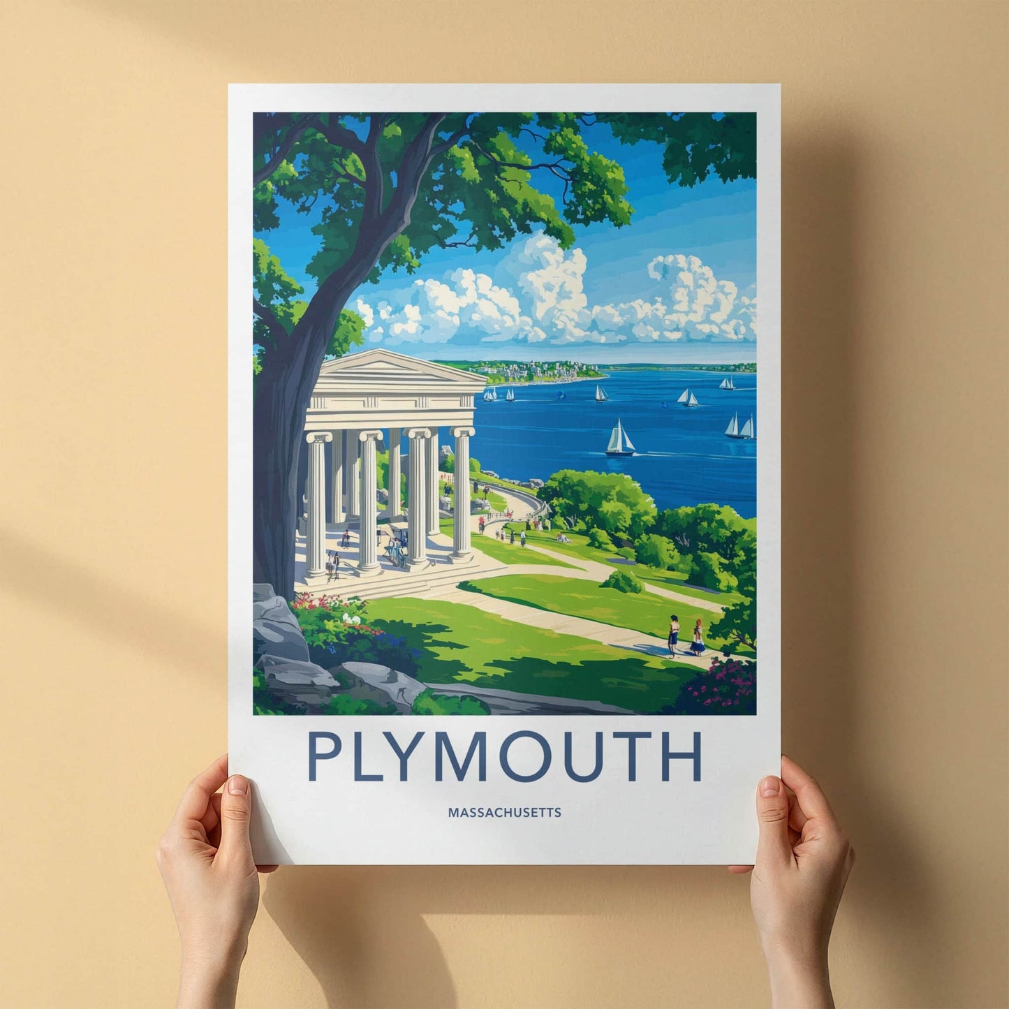 Plymouth Poster - Massachusetts Wall Art - Monument Coastal View Home Decor