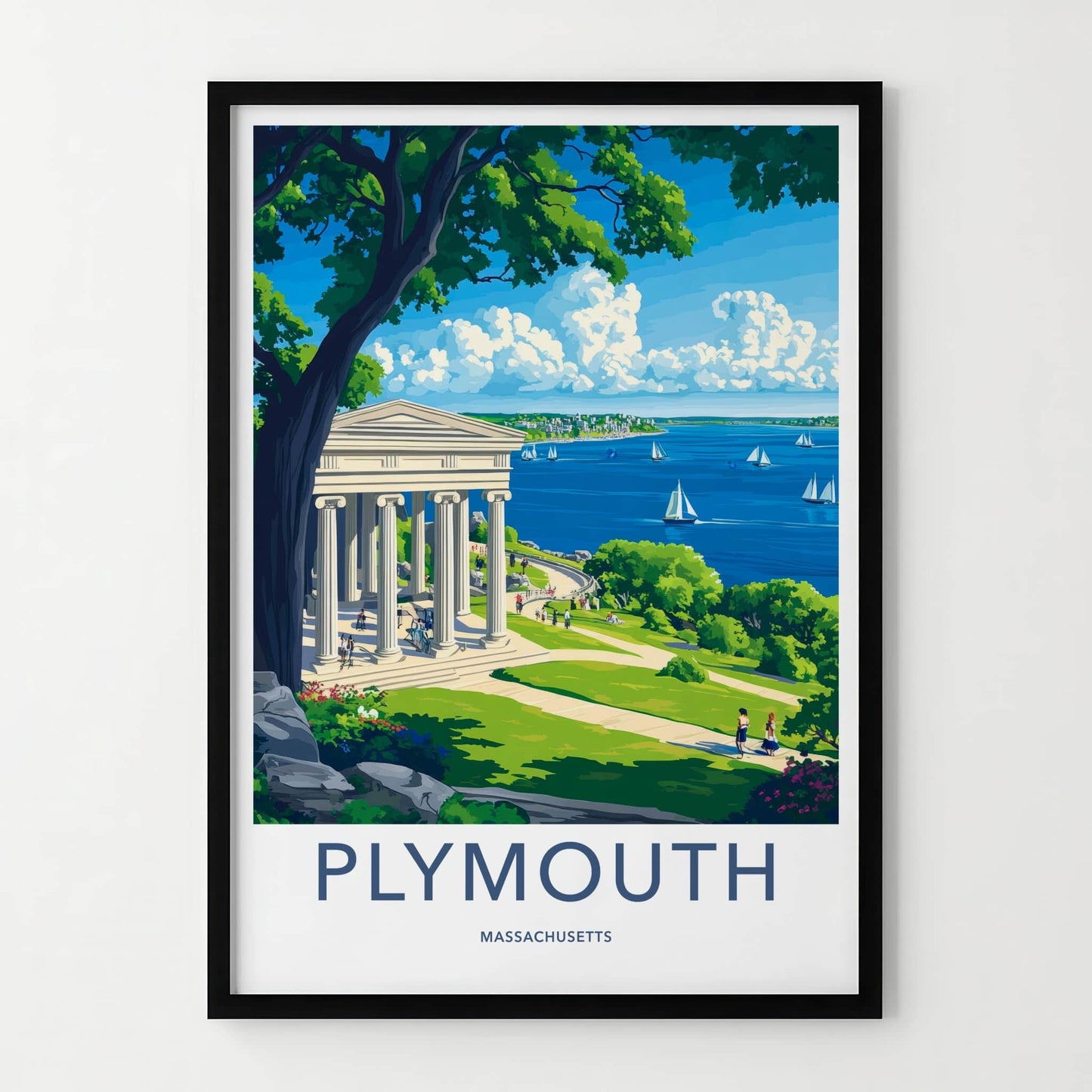 Plymouth Poster - Massachusetts Wall Art - Monument Coastal View Home Decor