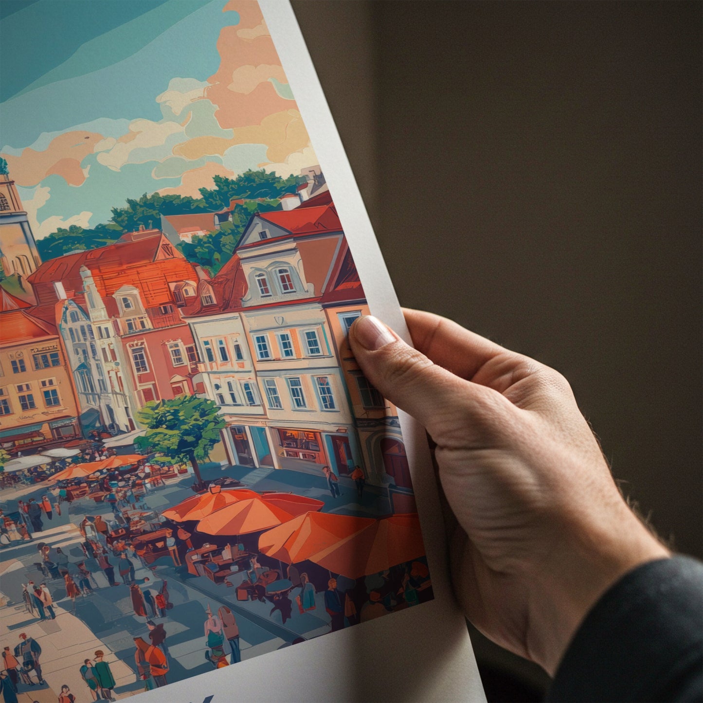 Plzen Poster - Czech Republic Travel Art - Busy City Street Home Decor