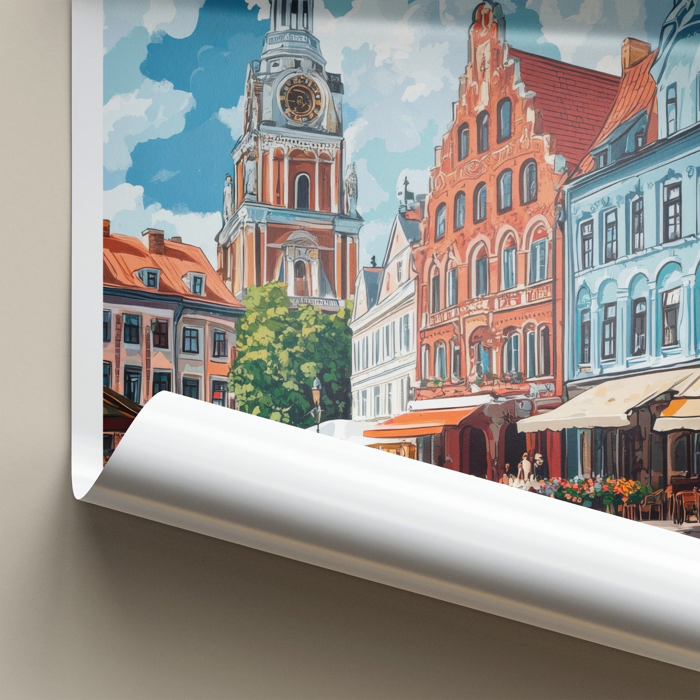 Plzen Poster - Czech Republic Travel Art - Clock Tower Street Home Decor