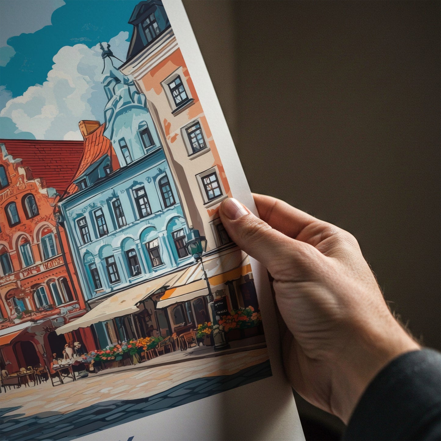 Plzen Poster - Czech Republic Travel Art - Clock Tower Street Home Decor