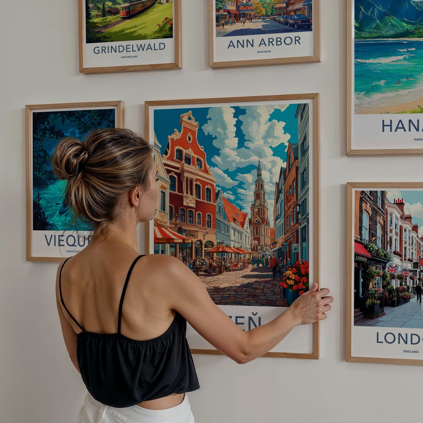 Plzen Poster - Czech Republic Travel Art - Lively City Square Home Decor