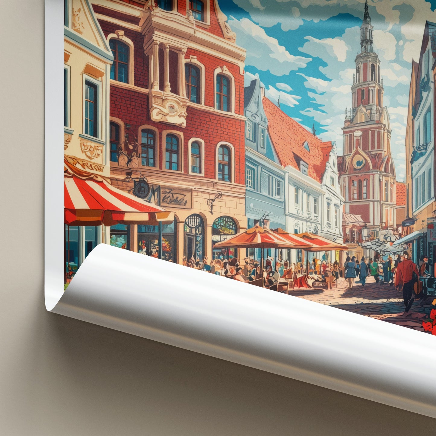Plzen Poster - Czech Republic Travel Art - Lively City Square Home Decor